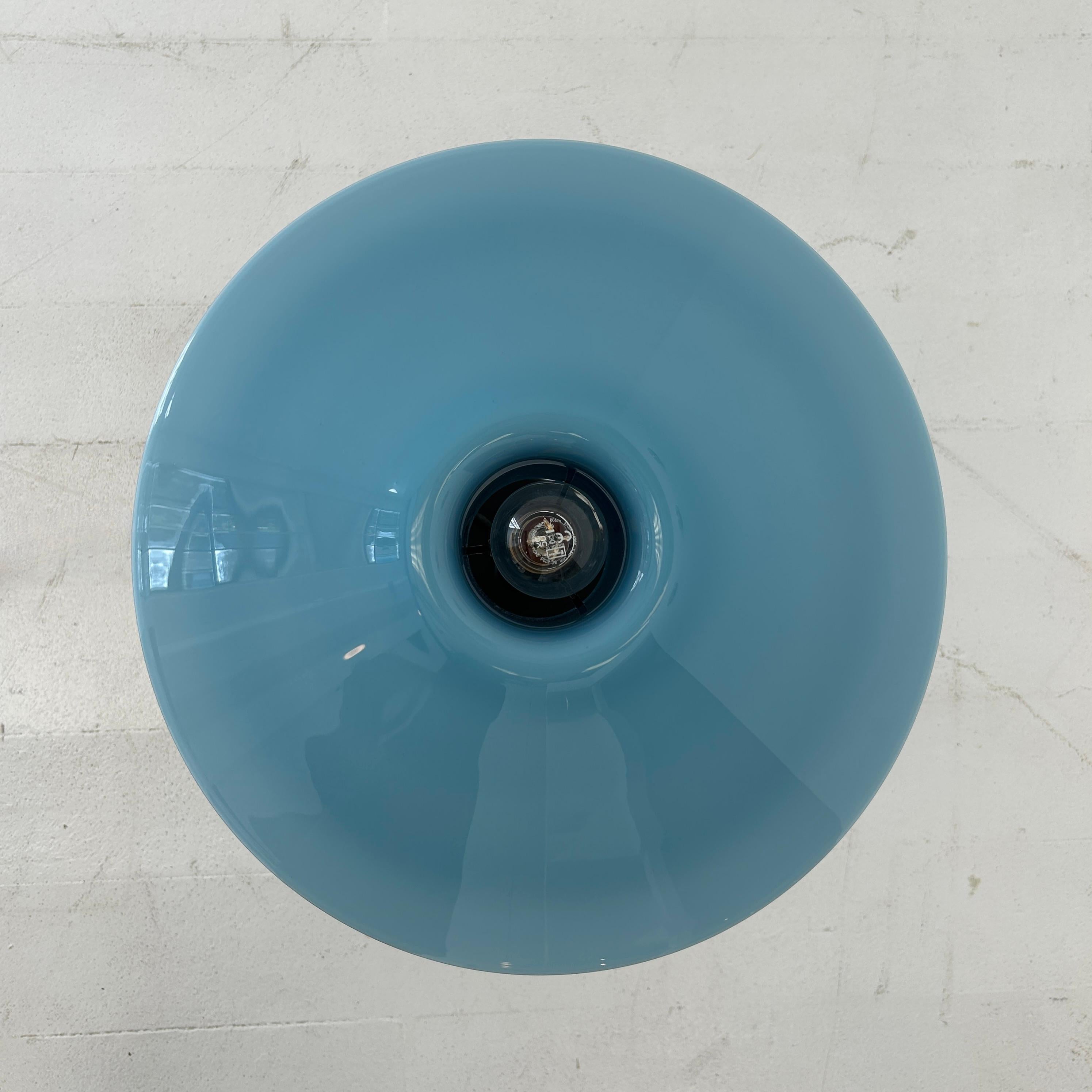 Late 20th Century Cini Boeri Hand Blown Murano Glass Blue Table Lamp For Sale