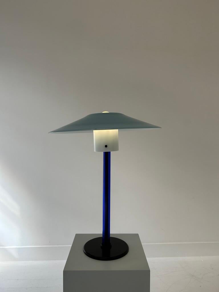 Cini Boeri Hand Blown Murano Glass Blue Table Lamp For Sale 1