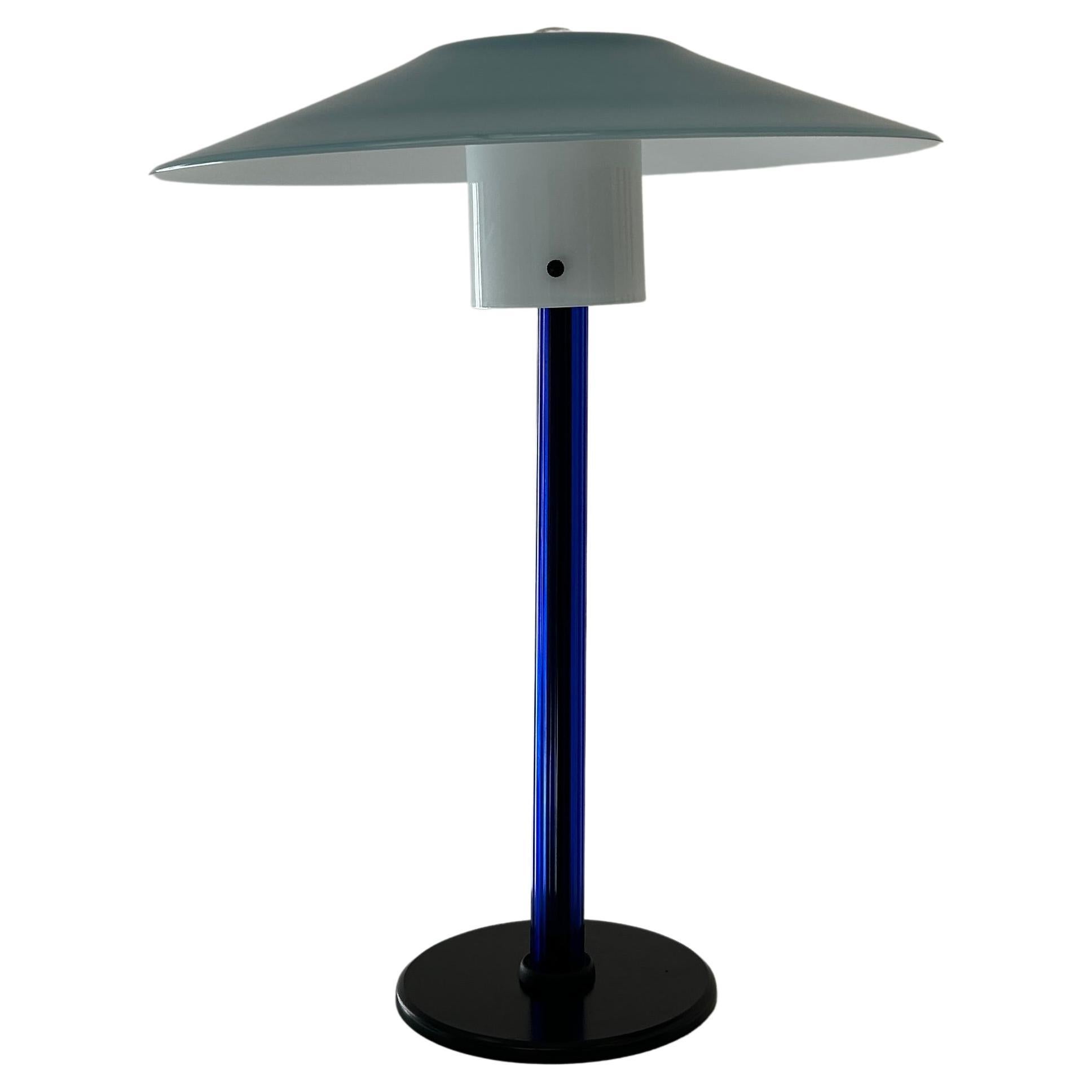 Cini Boeri Lampe de table bleue en verre de Murano soufflé à la bouche