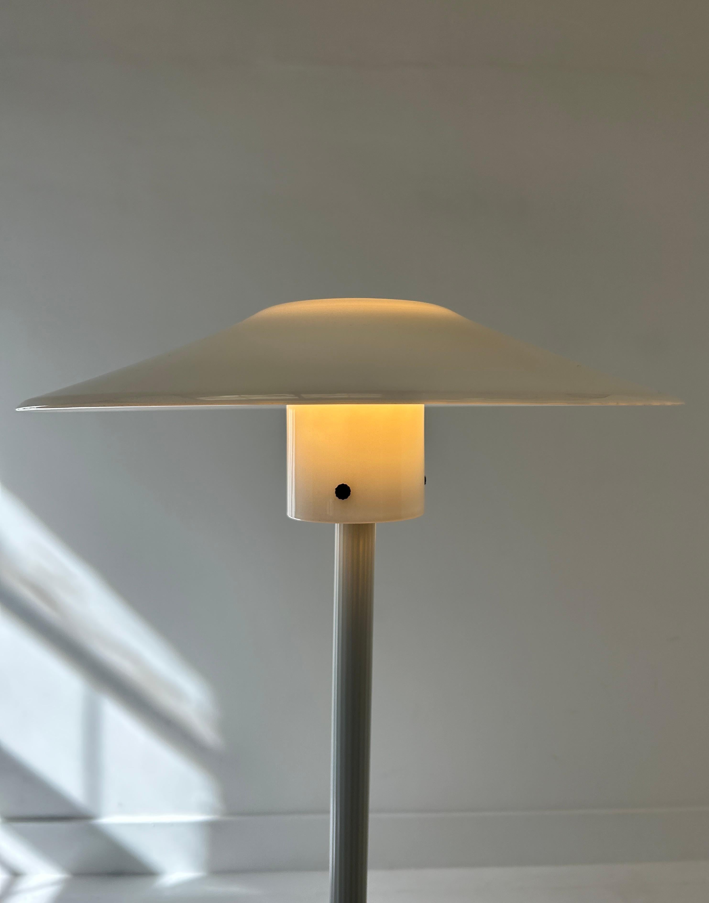 Italian Cini Boeri Hand Blown Murano Milk Glass White Table Lamp For Sale