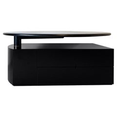 Mesa o Escritorio Giratorio Cini Boeri 'Malibu' Negro y Azul para Arflex, Italia c1980.