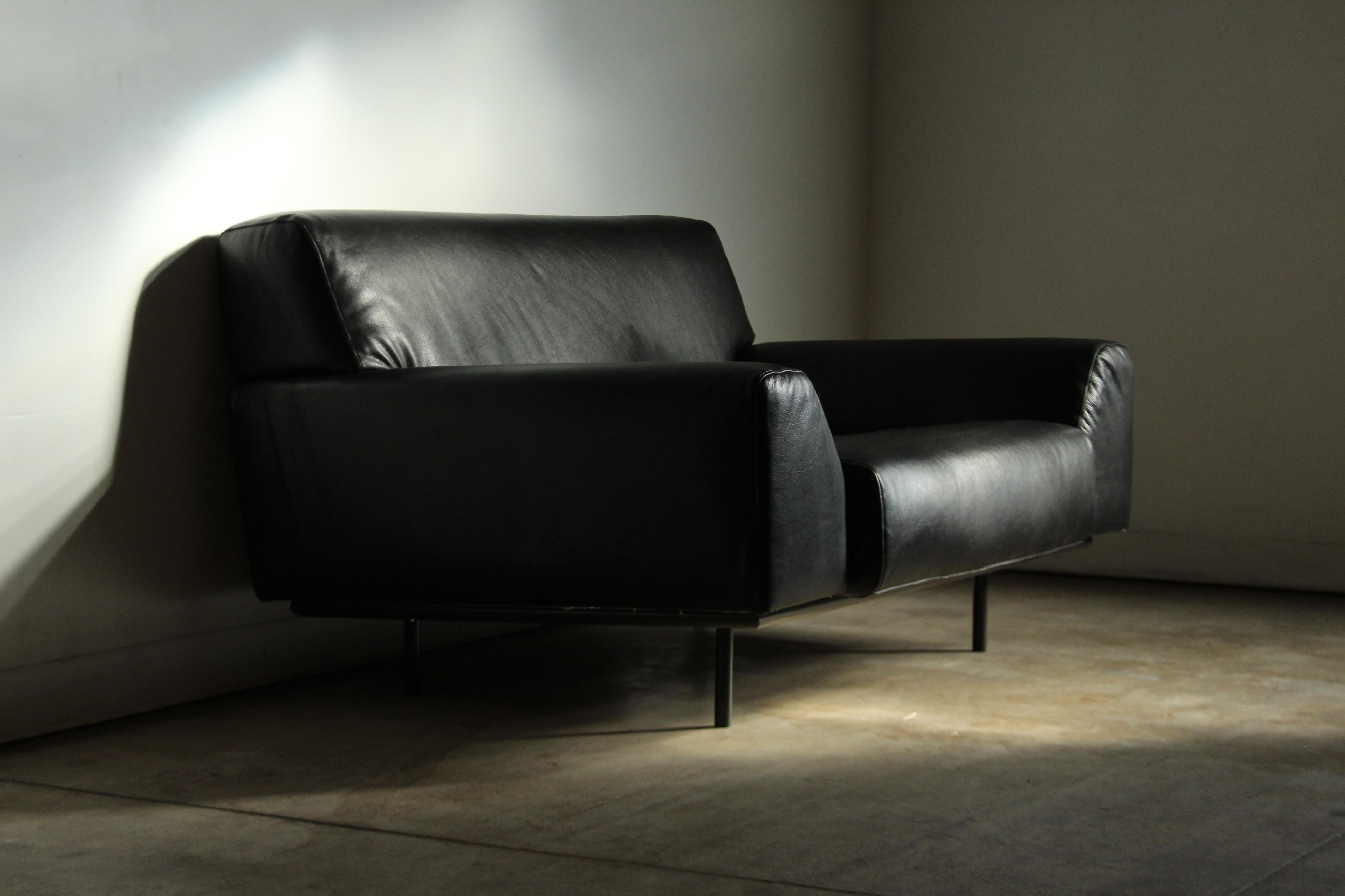 Sedia da salotto in pelle nera oversize di Cini Boeri per Knoll, anni 2000 in vendita 6