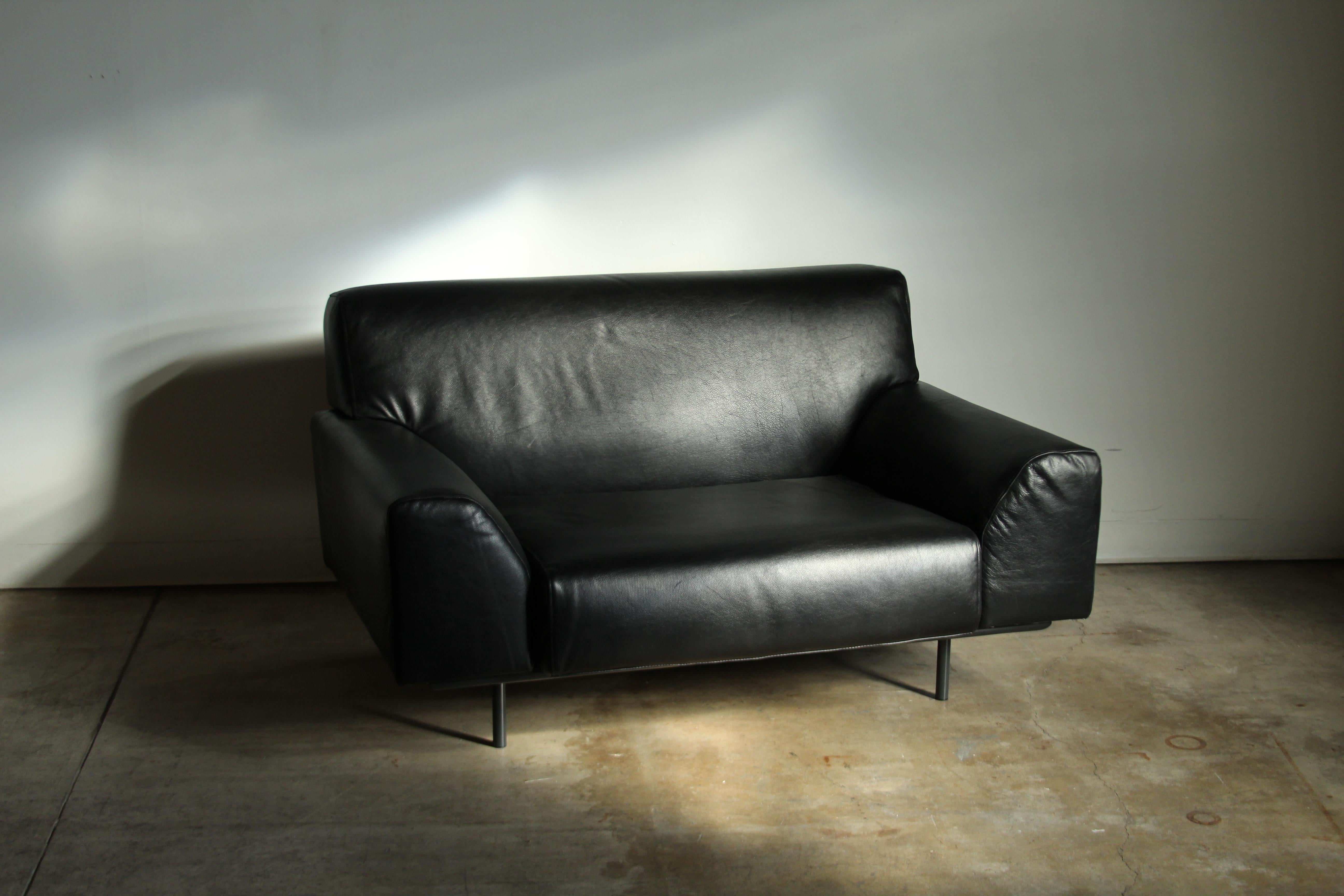 XXI secolo e contemporaneo Sedia da salotto in pelle nera oversize di Cini Boeri per Knoll, anni 2000 in vendita