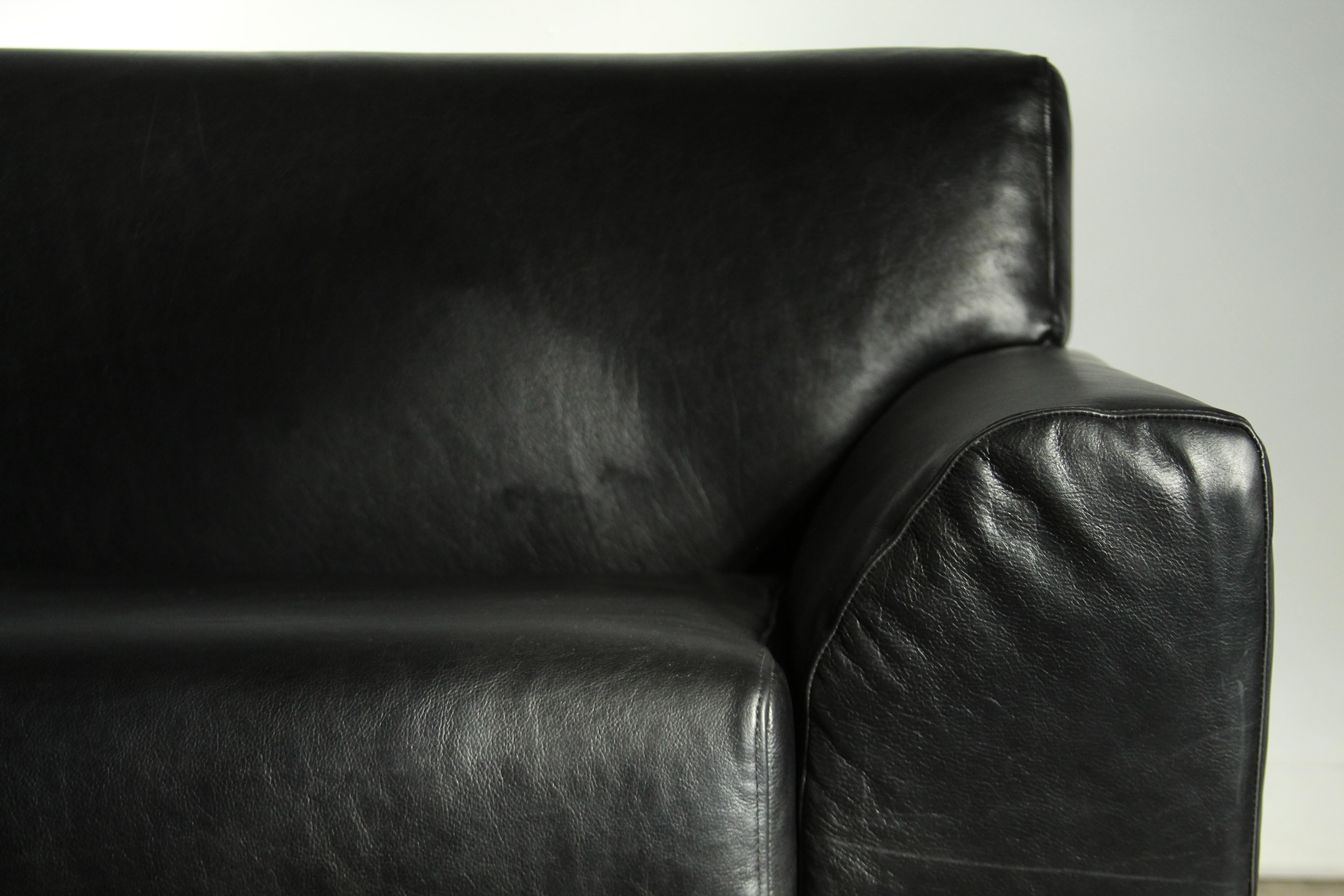 Sedia da salotto in pelle nera oversize di Cini Boeri per Knoll, anni 2000 in vendita 1