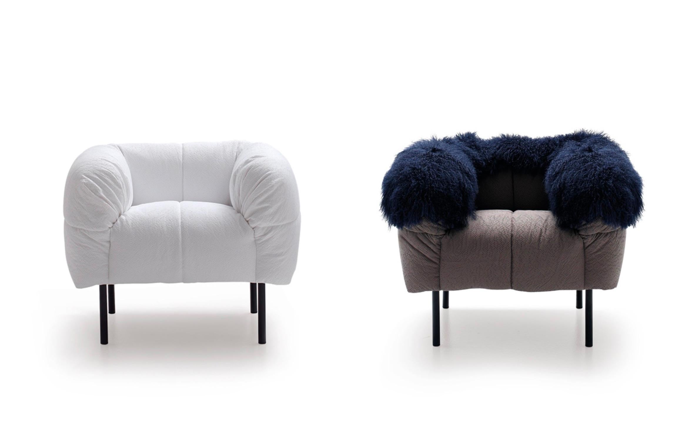 Cini Boeri Pair of 'Pecorelle' Armchairs with Fur Armrests for Arflex 1972 In New Condition For Sale In Tilburg, NL