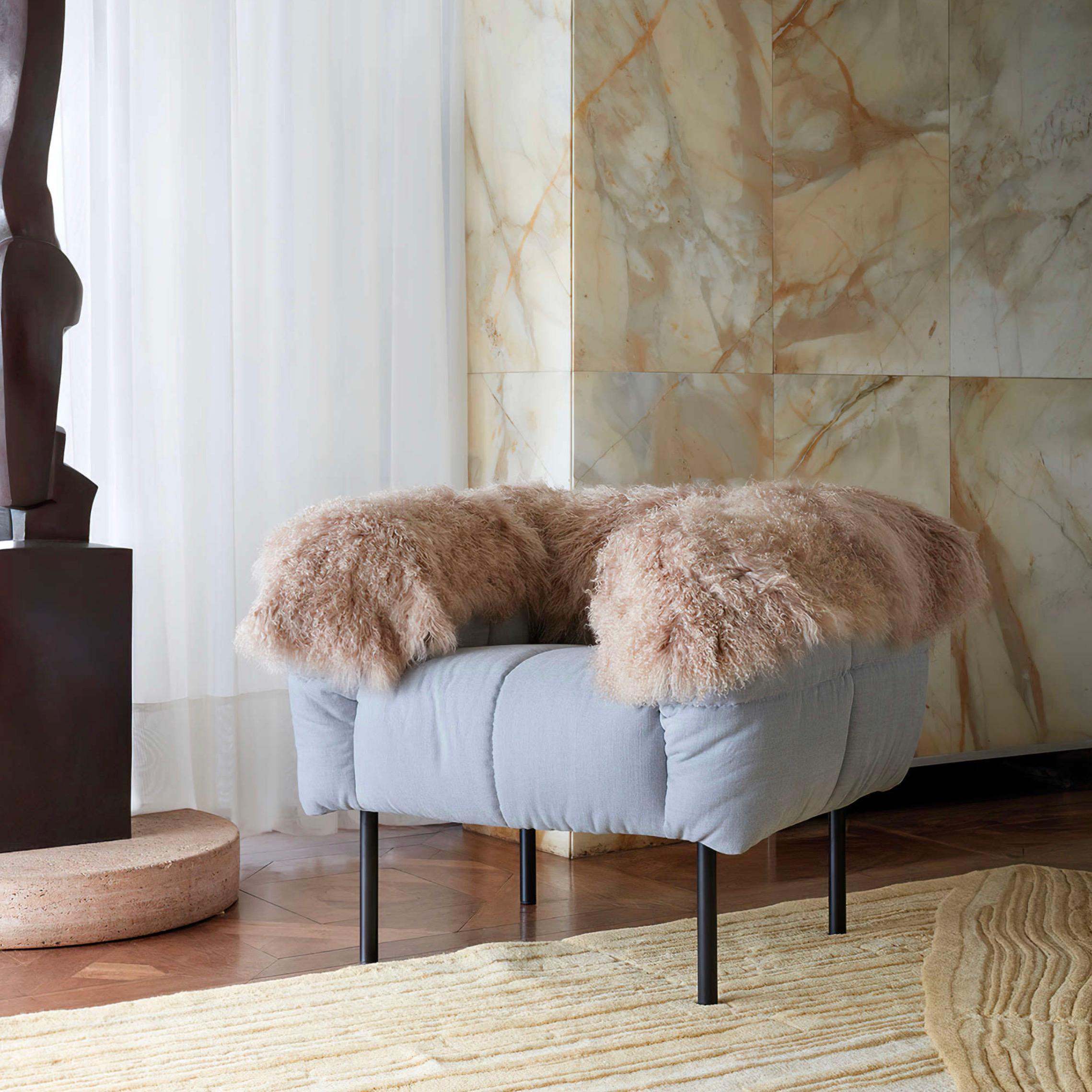 Mid-Century Modern Cini Boeri 'Pecorelle' Armchair with Fur Armrest for Arflex 1972 For Sale
