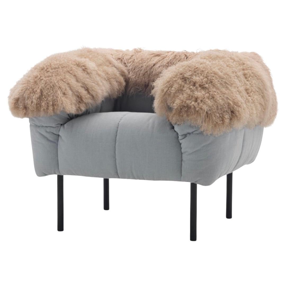 Cini Boeri 'Pecorelle' Armchair with Fur Armrest for Arflex 1972 For Sale