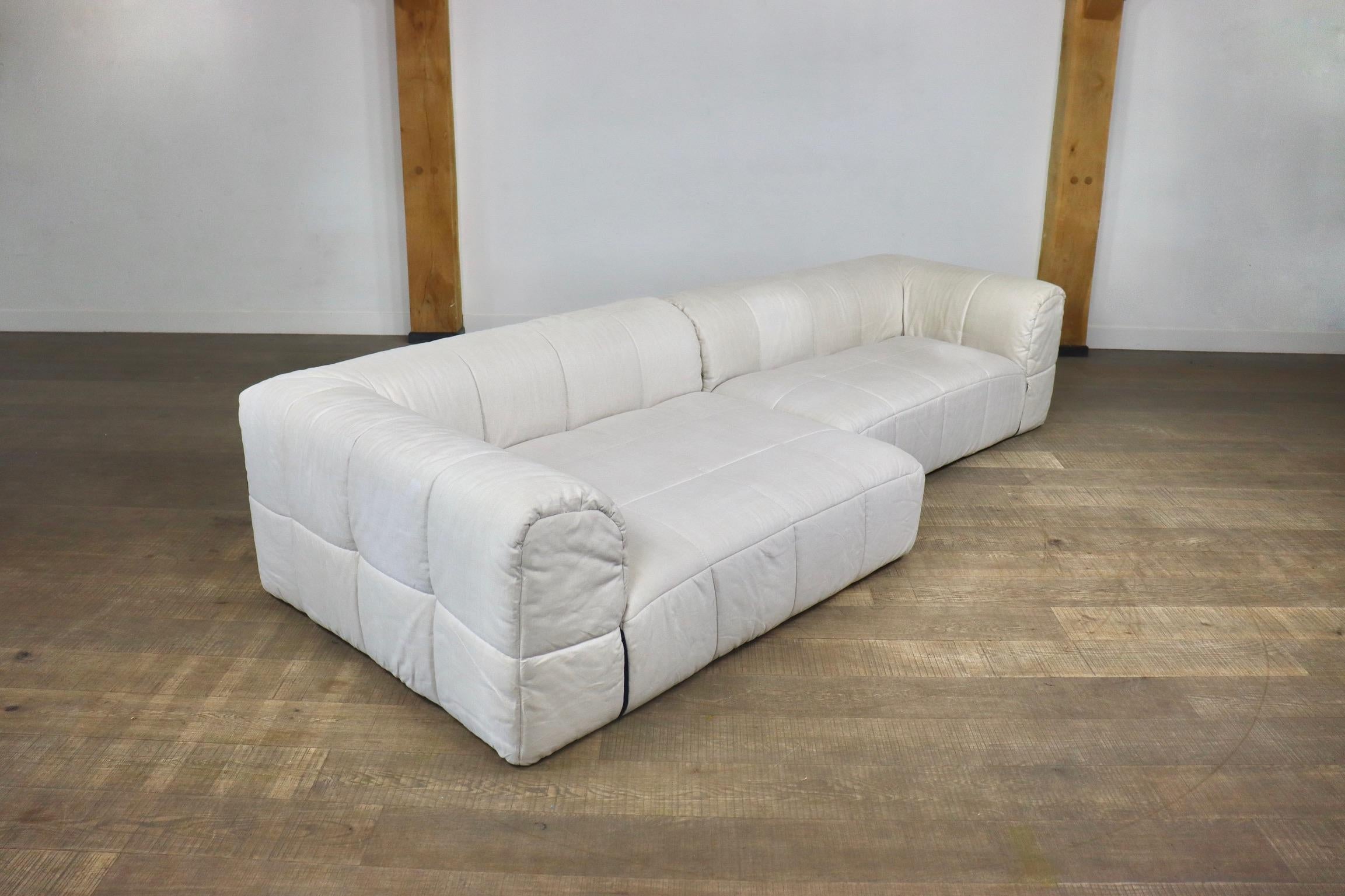 Cini Boeri Strips Sofa in White Linen for Arflex 6