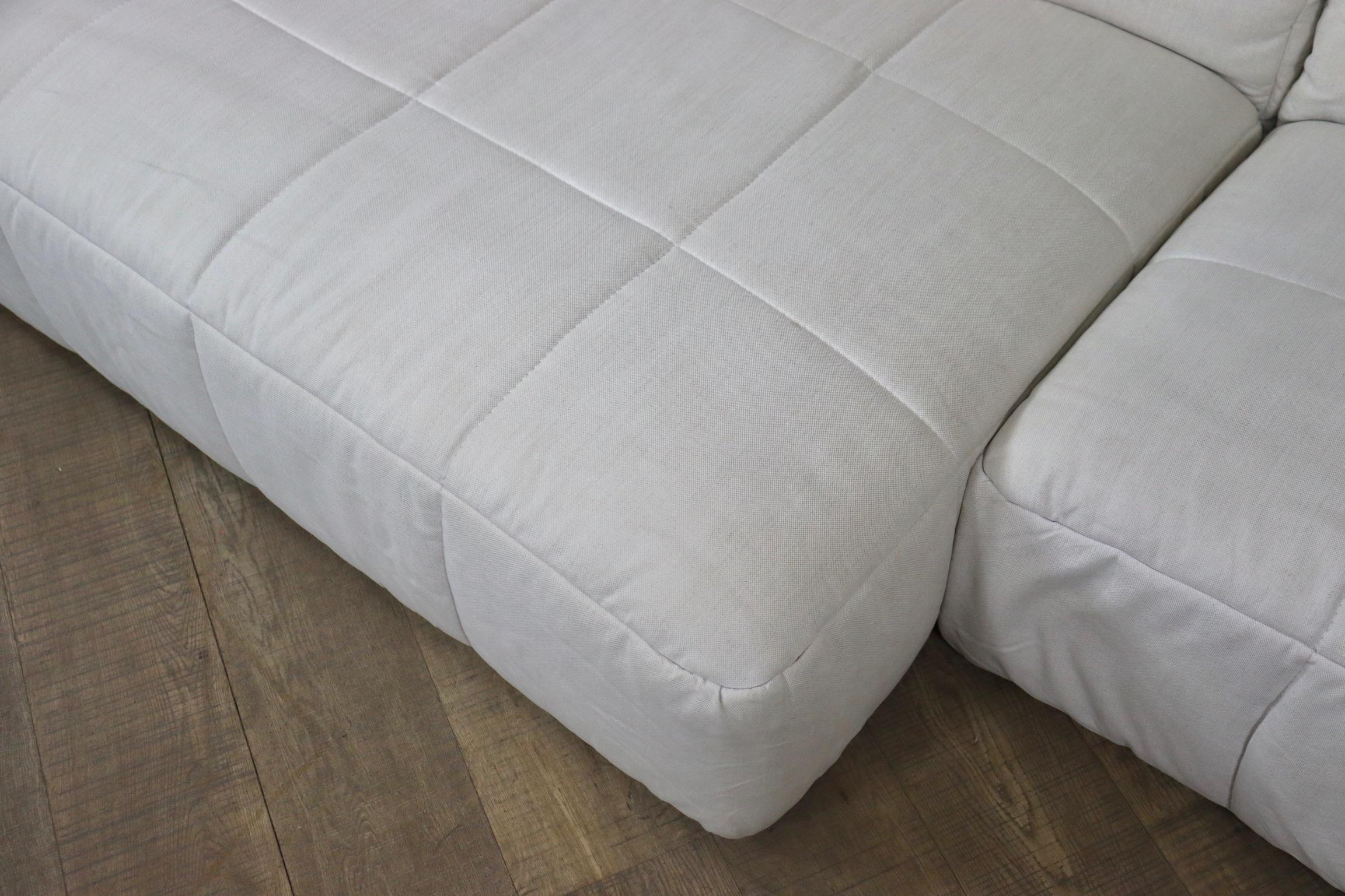 Cini Boeri Strips Sofa in White Linen for Arflex 8