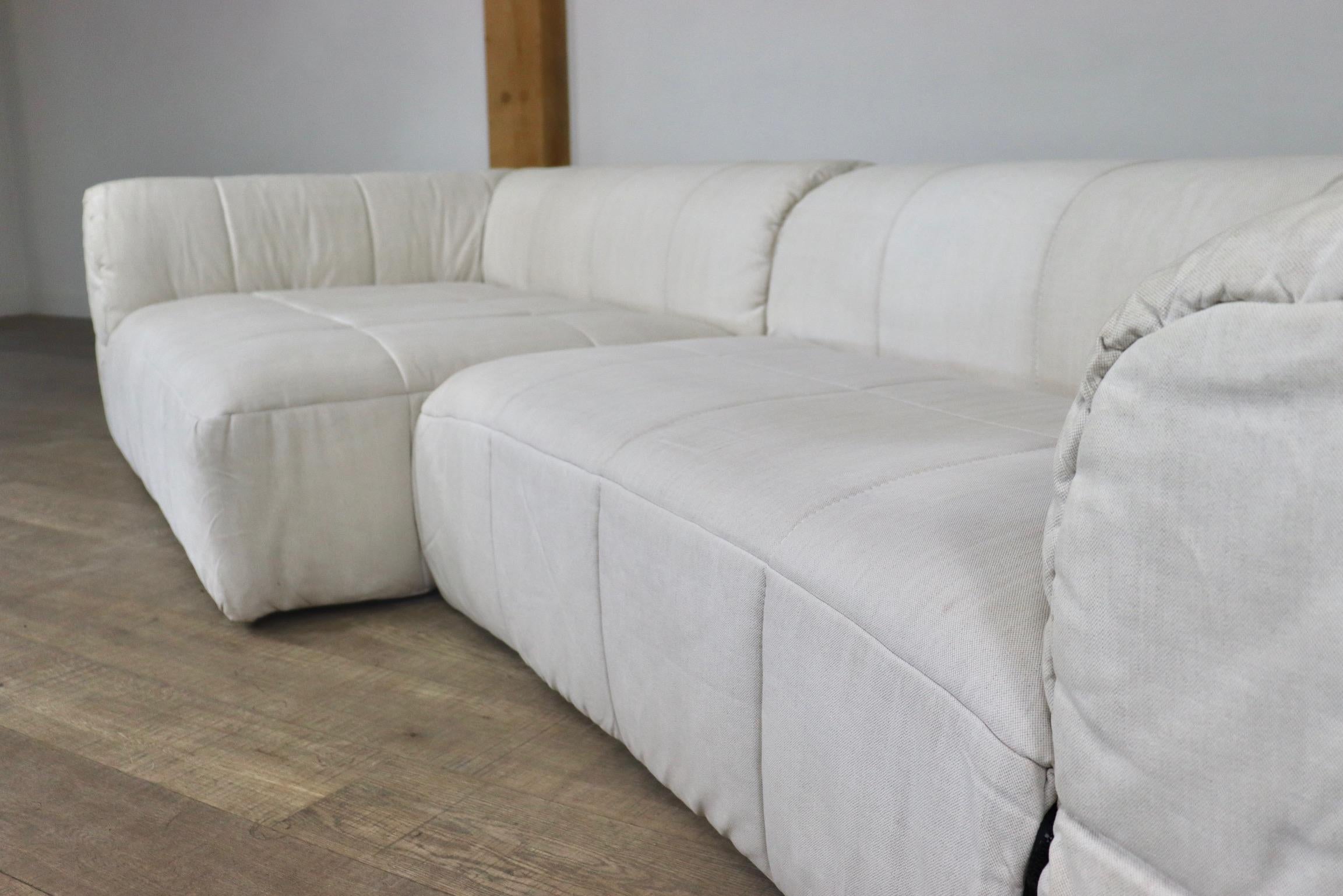 Mid-20th Century Cini Boeri Strips Sofa in White Linen for Arflex