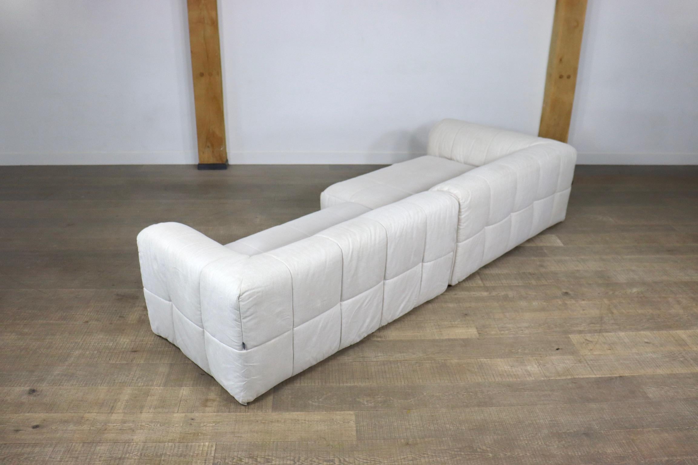 Cini Boeri Strips Sofa in White Linen for Arflex 1