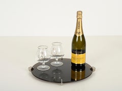 Cini&Nils Smoked Lucite and Chrome Tray or Centerpiece, Italy 1970s