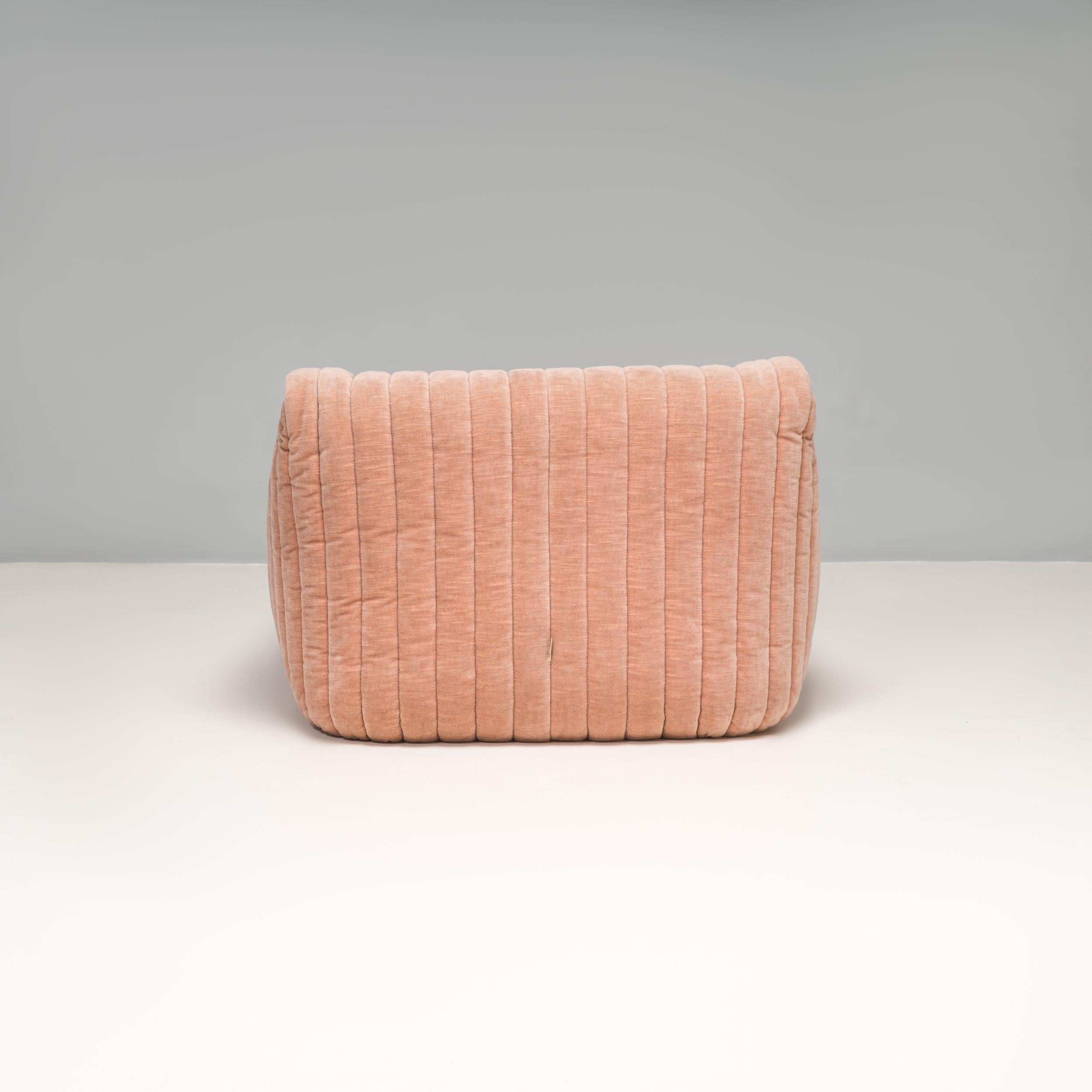 Cinna Ligne Roset by Annie Hiéronimus Salmon Pink Sandra Armchairs , Set of 2 2