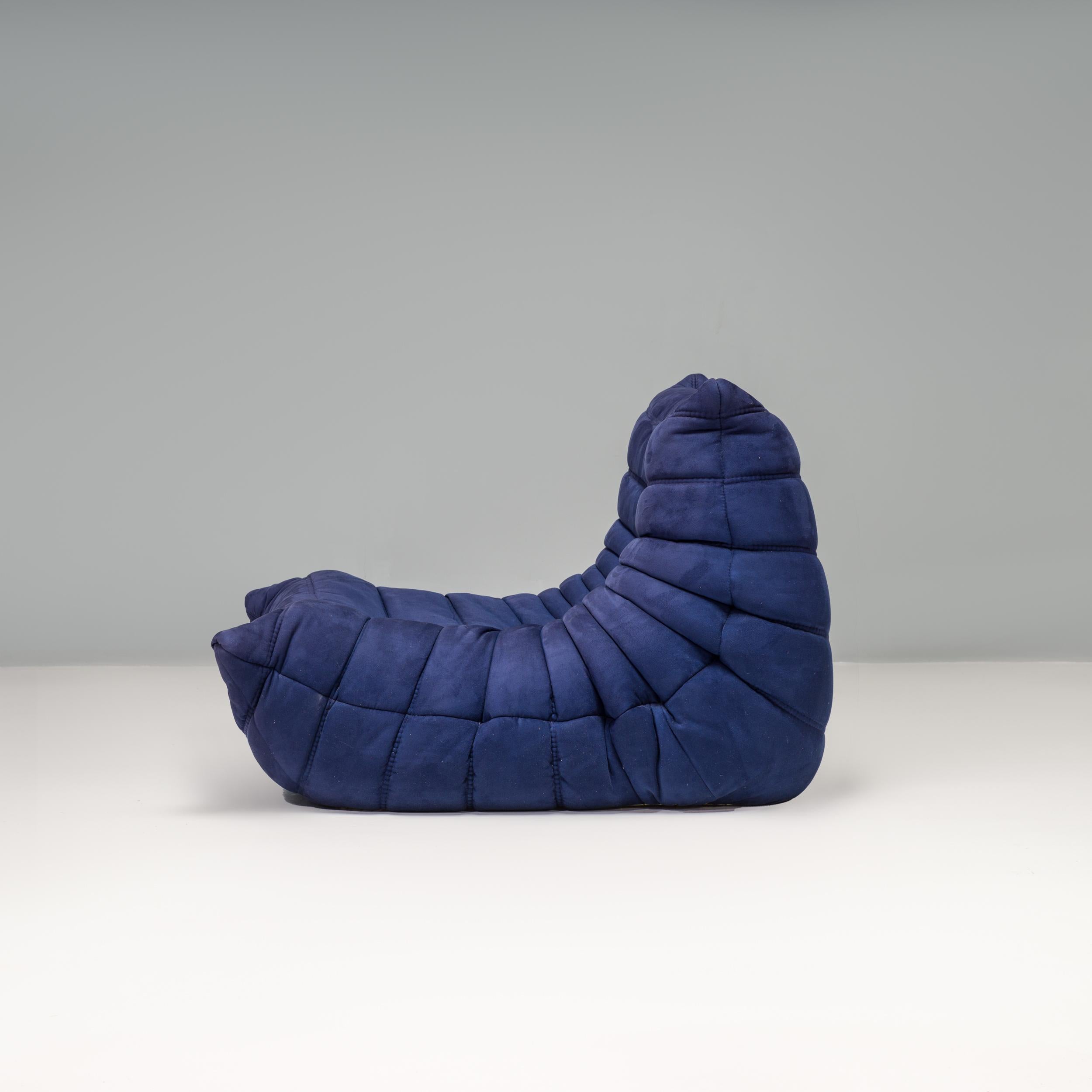 French Cinna Ligne Roset by Michel Ducaroy Blue Togo Modular Sofa, Set of 3 For Sale