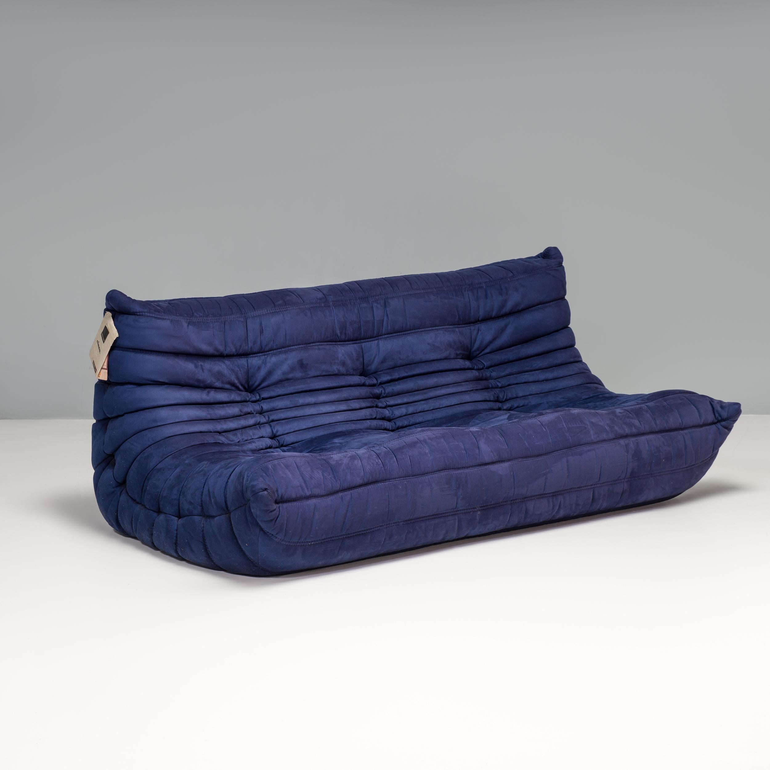 Cinna Ligne Roset by Michel Ducaroy Blue Togo Modular Sofa, Set of 3 For Sale 10