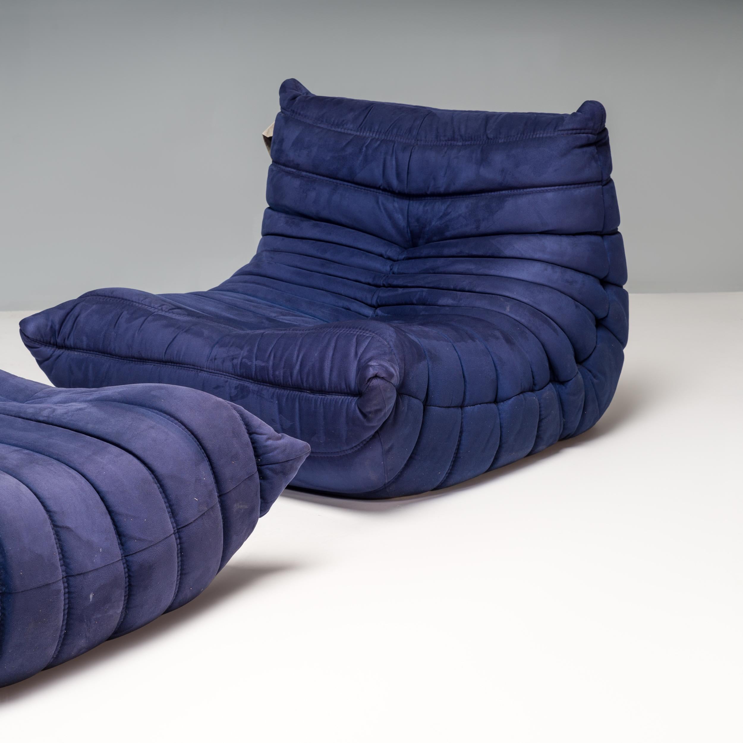 Modulares Sofa Cinna Ligne Roset von Michel Ducaroy in Blau, 3er-Set im Zustand „Gut“ in London, GB