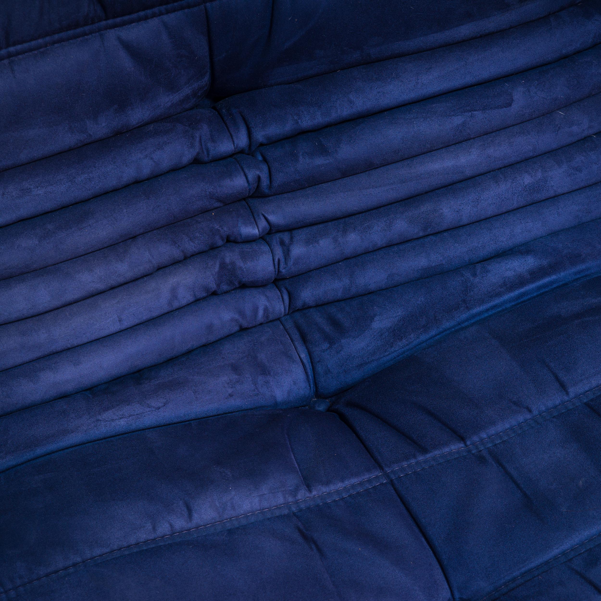 Fabric Cinna Ligne Roset by Michel Ducaroy Blue Togo Modular Sofa, Set of 3