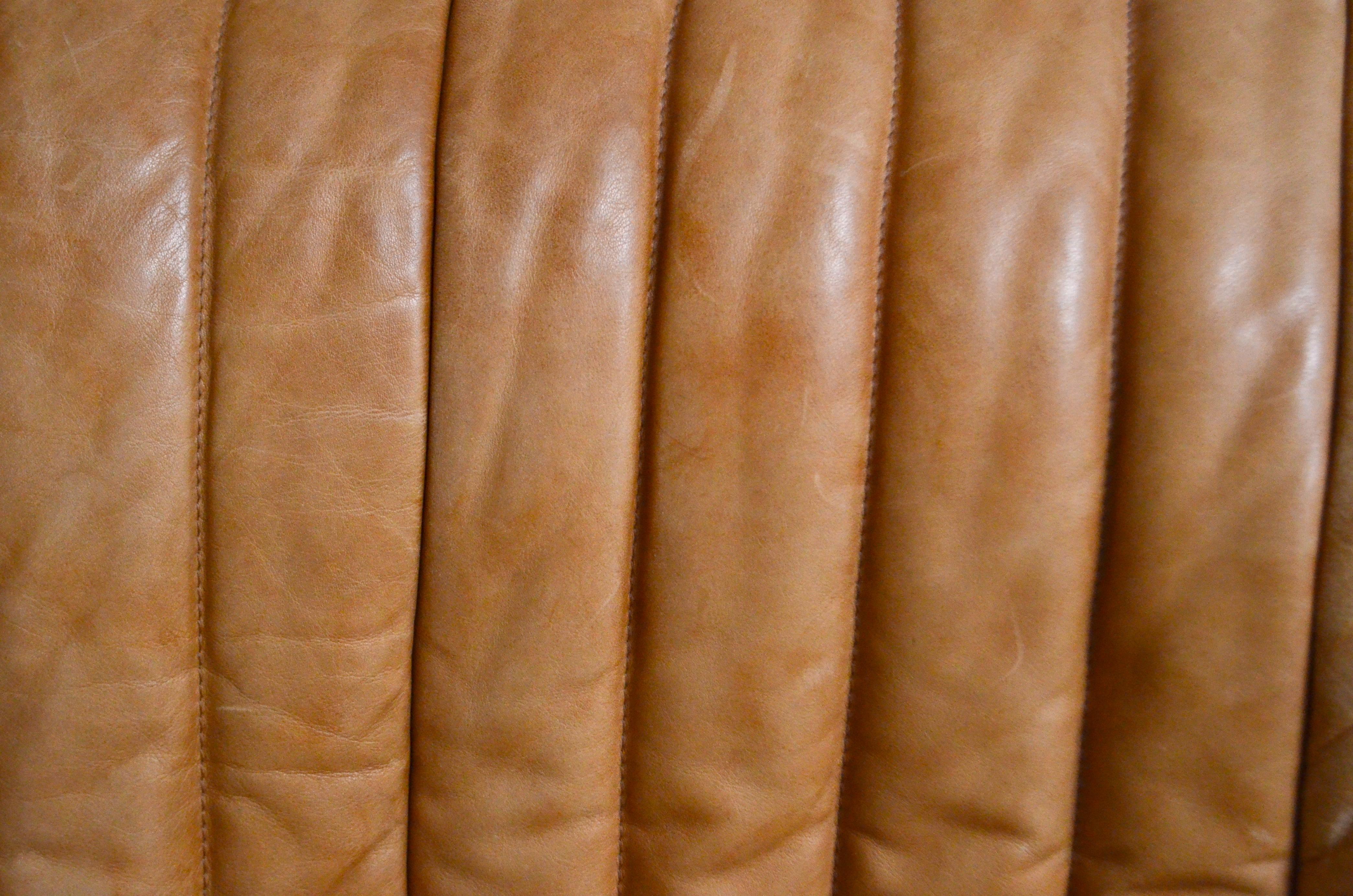 Cinna / Ligne Roset Leather Sofa Sandra by Annie Hieronimus Natural Cognac 2