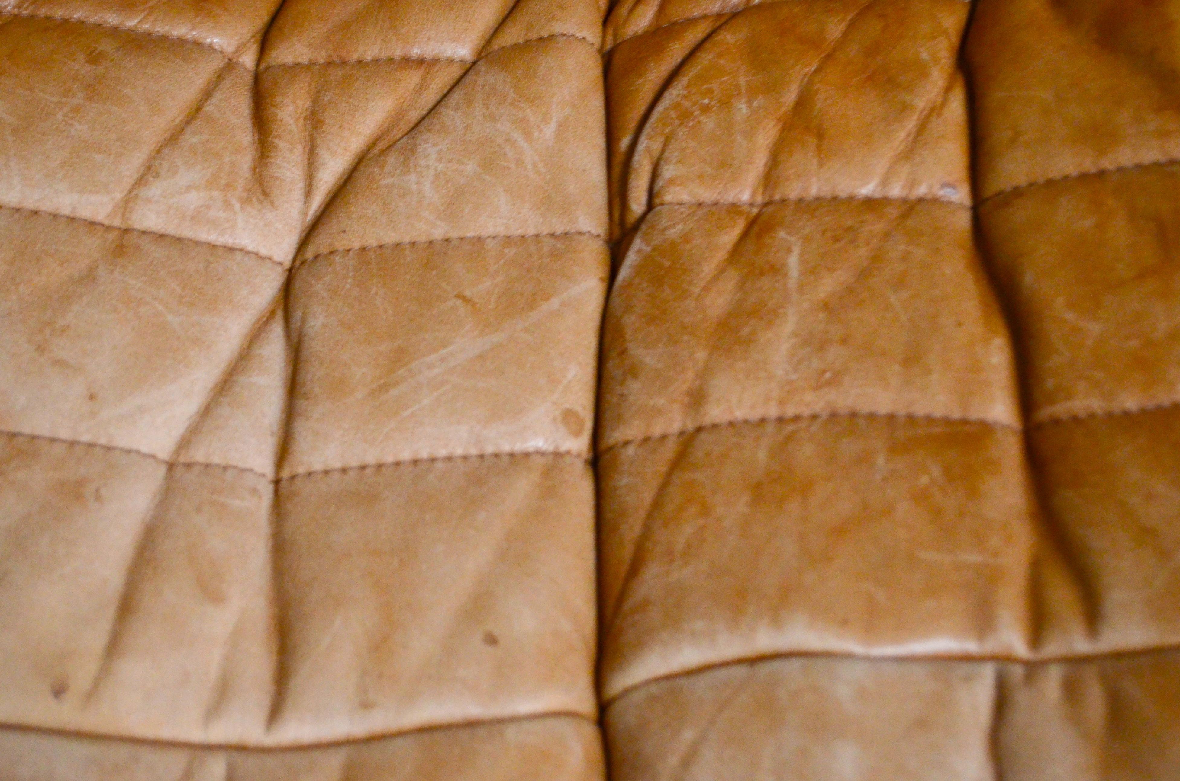 Cinna / Ligne Roset Leather Sofa Sandra by Annie Hieronimus Natural Cognac 3