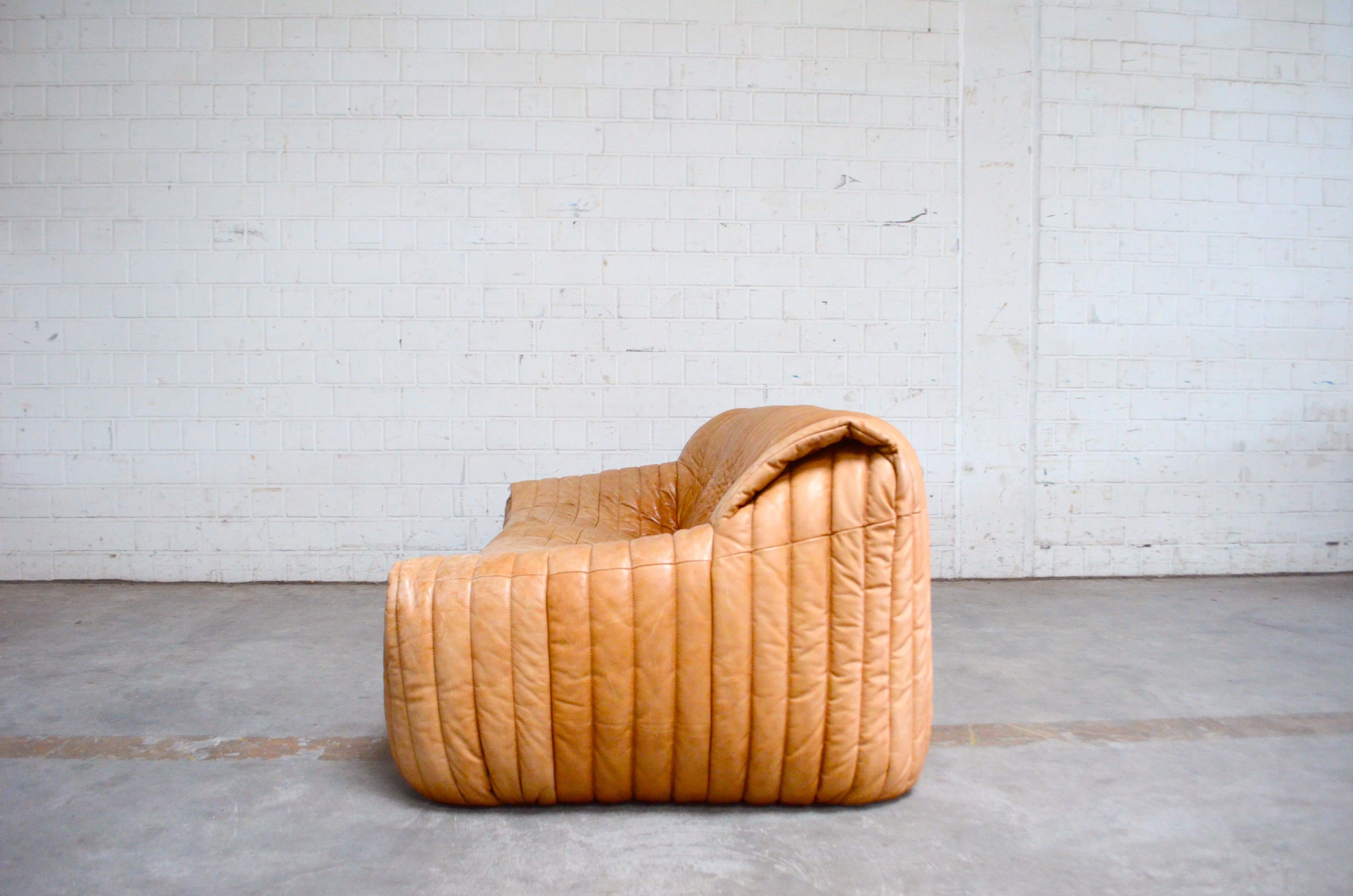 Cinna / Ligne Roset Leather Sofa Sandra by Annie Hieronimus Natural Cognac 4