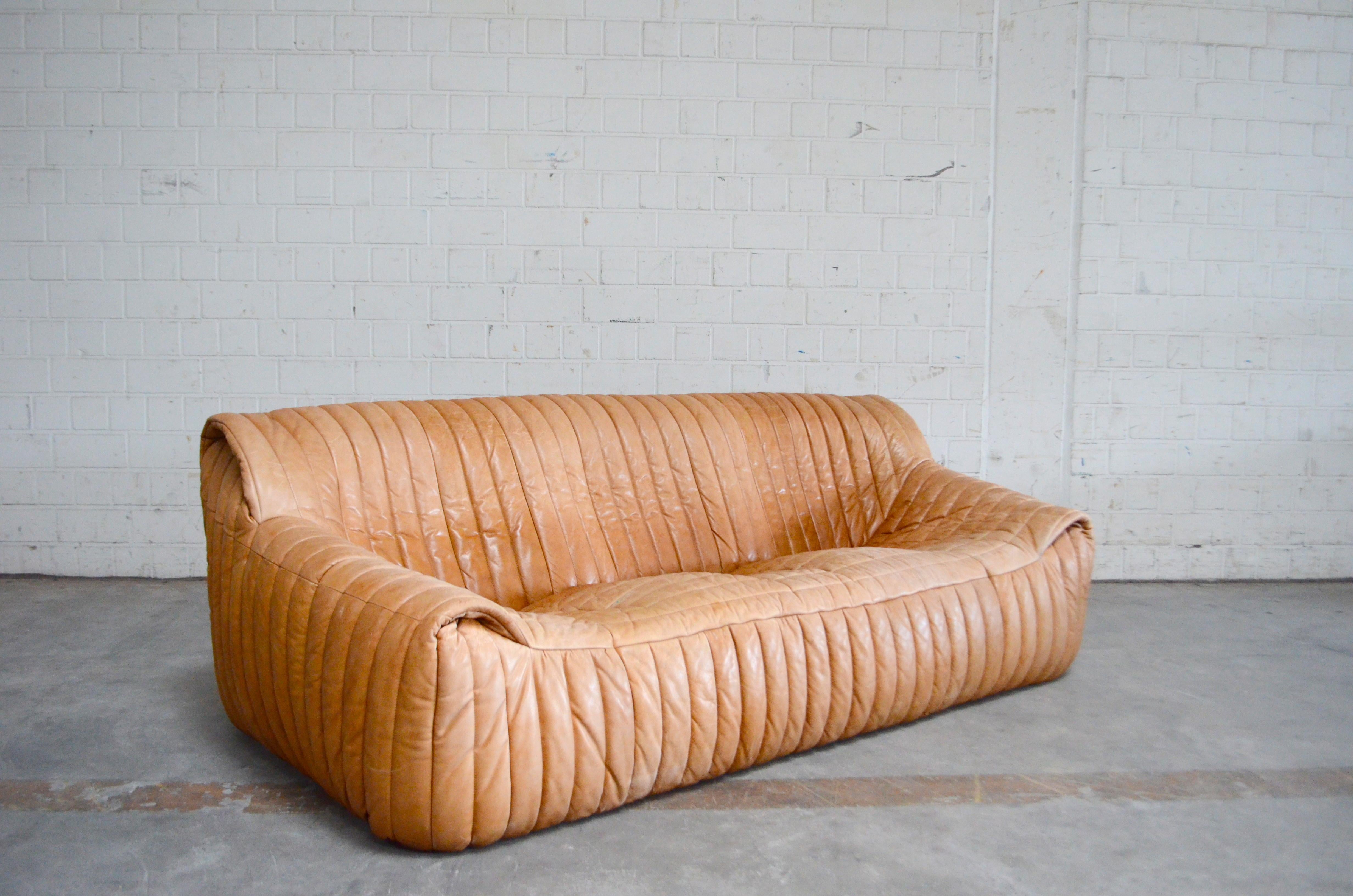 Cinna / Ligne Roset Leather Sofa Sandra by Annie Hieronimus Natural Cognac 7