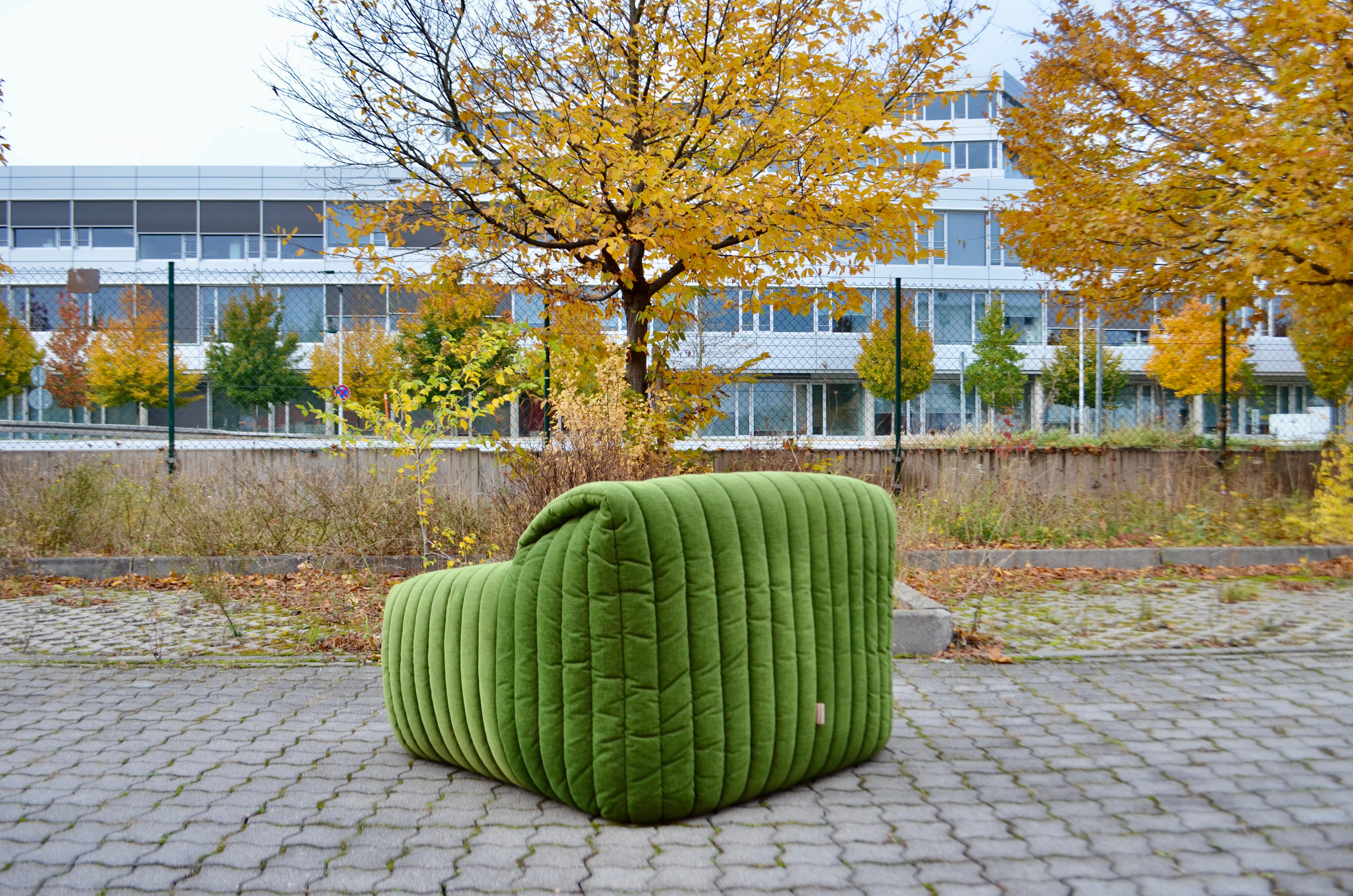 Fabric Cinna / Ligne Roset Lounge Chair  Sandra by Annie Hieronimus Lime Green For Sale
