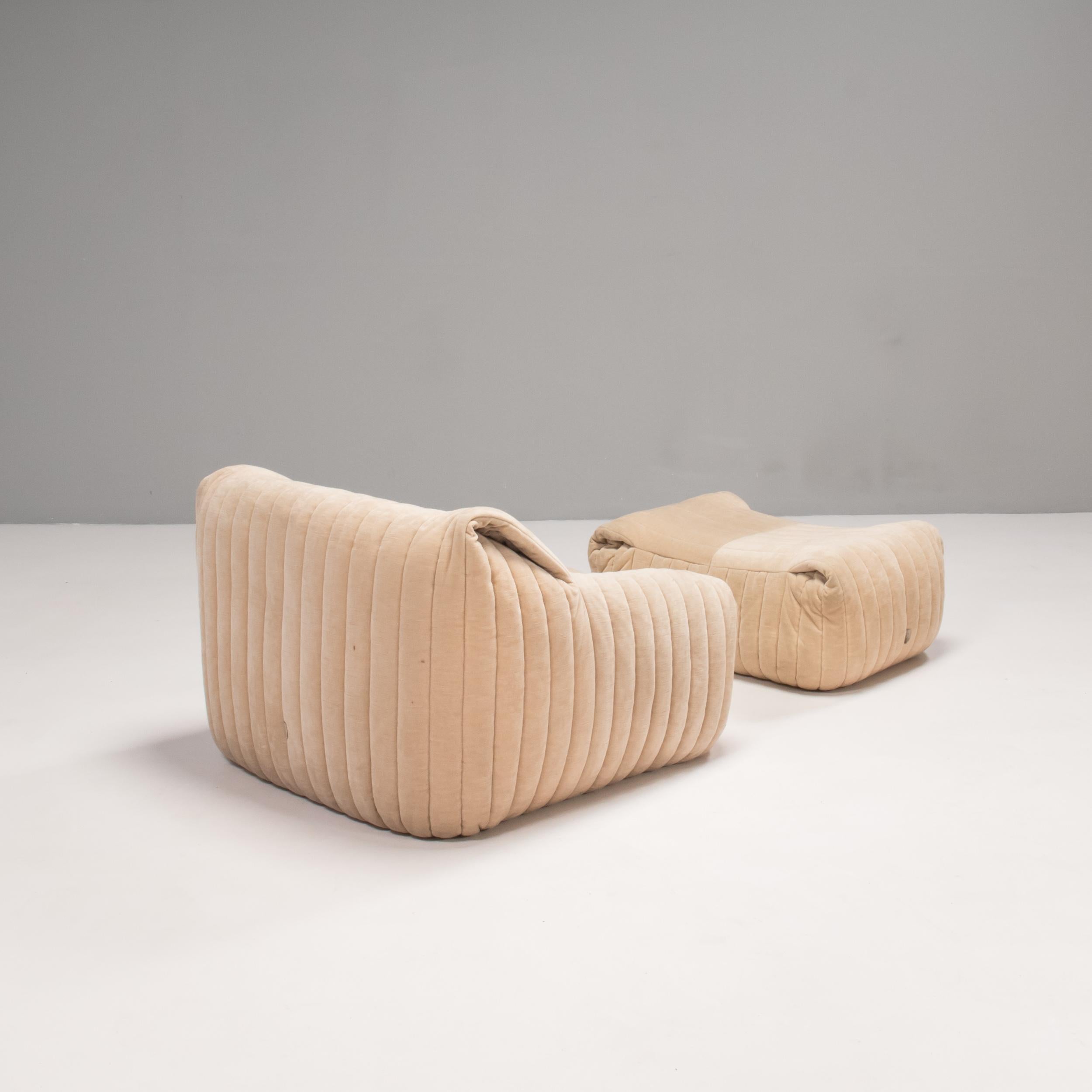 Français Fauteuil et repose-pieds Sandra beige Cinna 'Ligne Roset' par Annie Hironimus, 1970