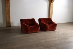 Cinna Sandra Lounge Chairs In Velvet By Annie Hieronimus, 1970s, Set Of 2