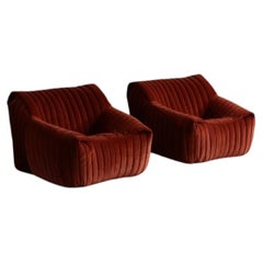 Cinna Sandra Lounge Chairs in Velvet By Annie Hieronimus, 1970, Set Of 2
