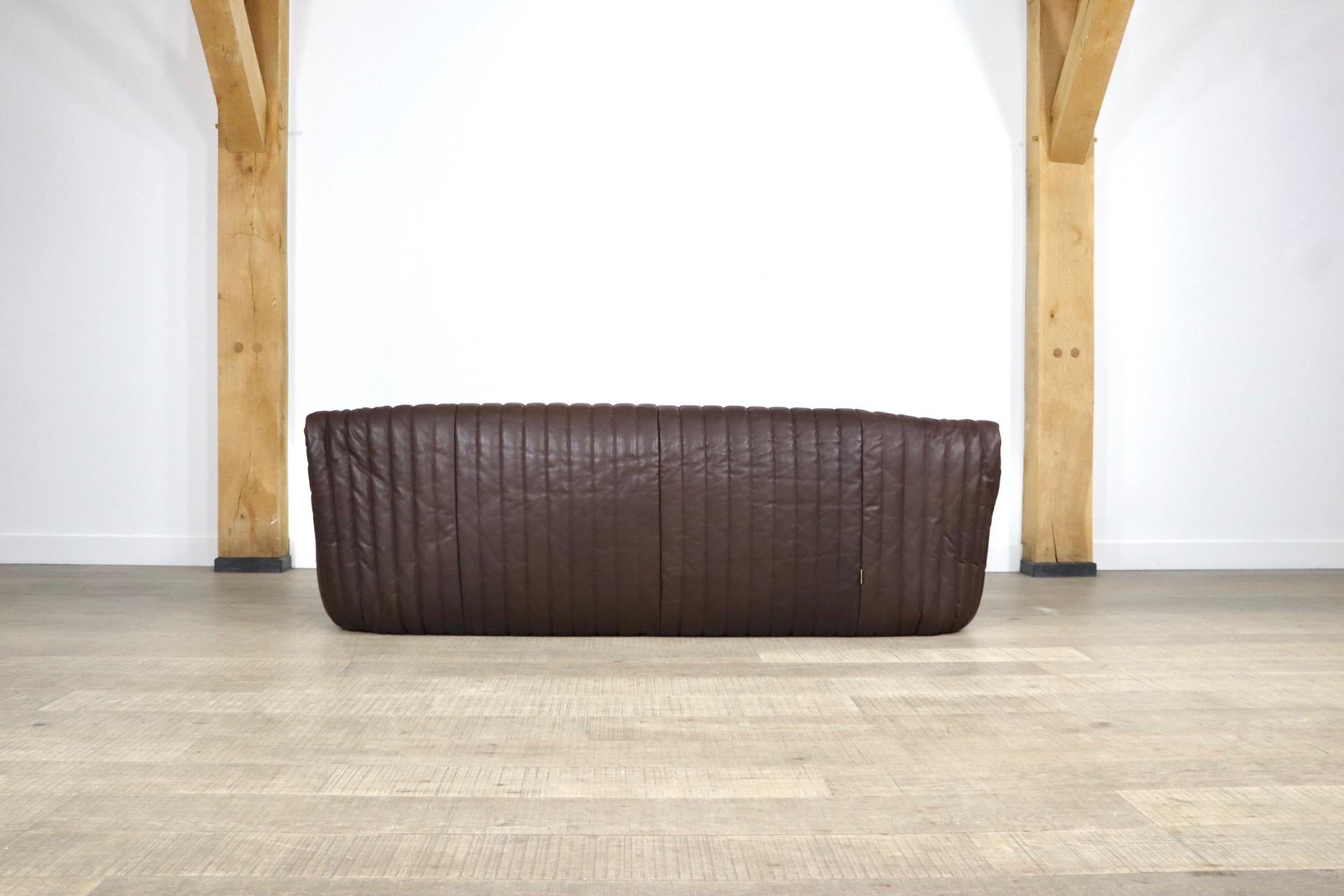 Cinna Sandra Sofa in Brown Leather by Annie Hieronimus, 1970s 10