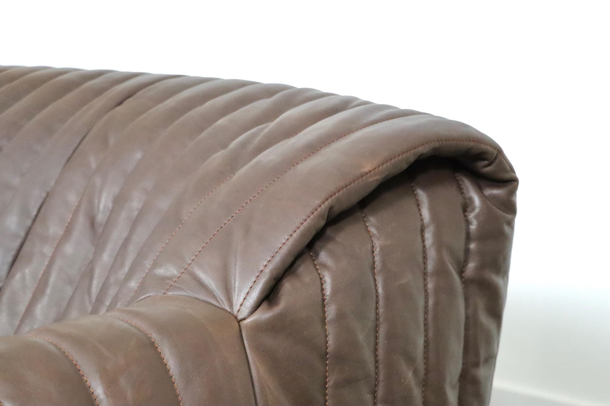 Cinna Sandra Sofa in Brown Leather by Annie Hieronimus, 1970s In Good Condition In ABCOUDE, UT