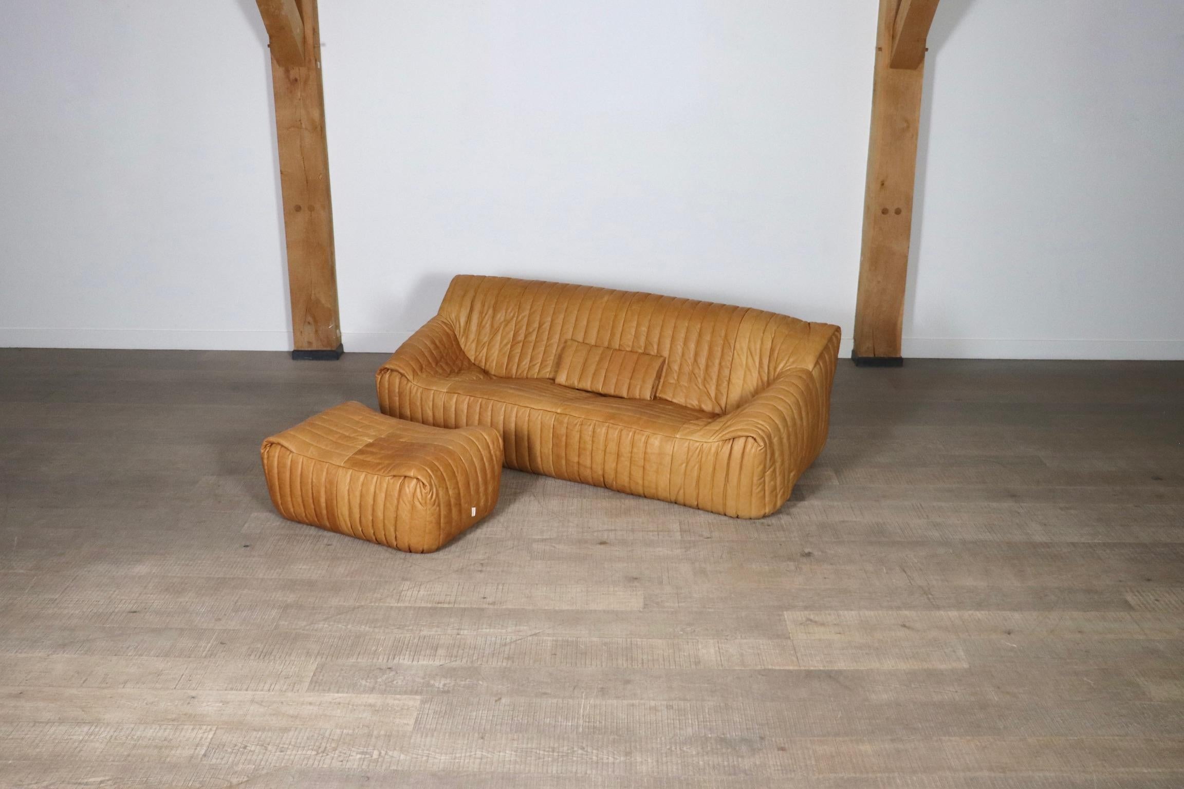 Cinna Sandra Three Seater Sofa With Ottoman By Annie Hieronimus, France 1970s In Excellent Condition In ABCOUDE, UT