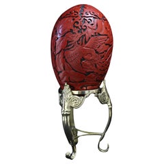 Antique Cinnabar Dragon and Phoenix Egg