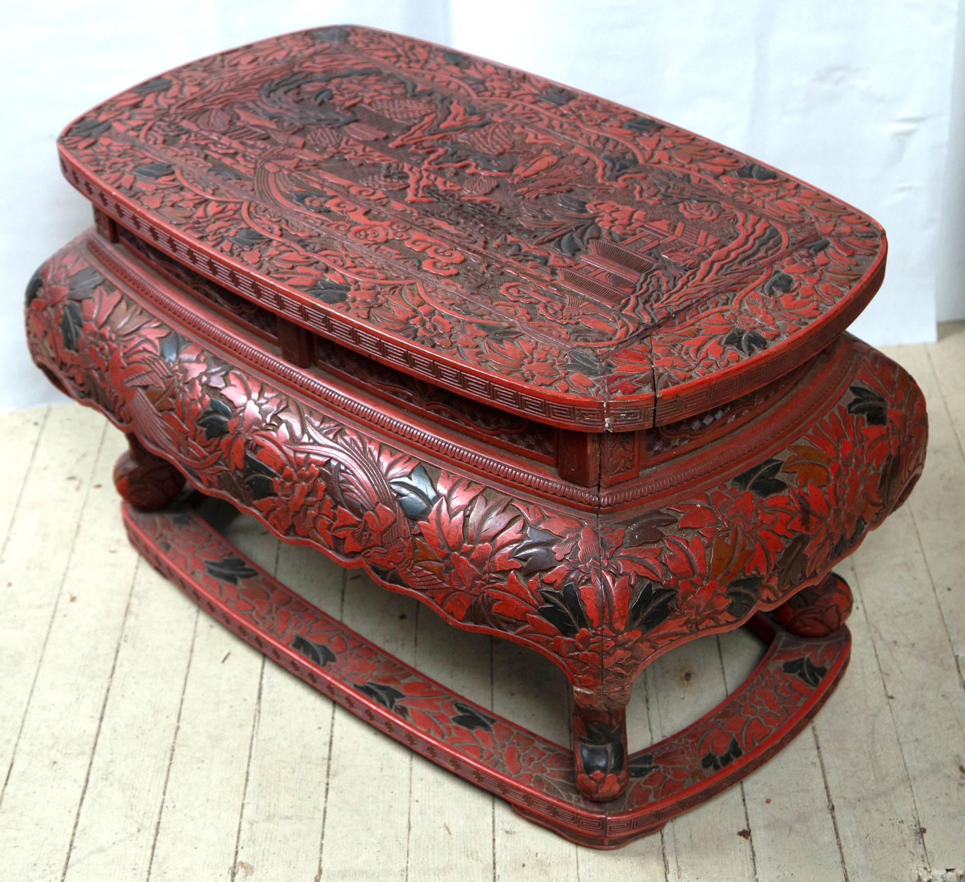 Wood Cinnabar Low Table For Sale