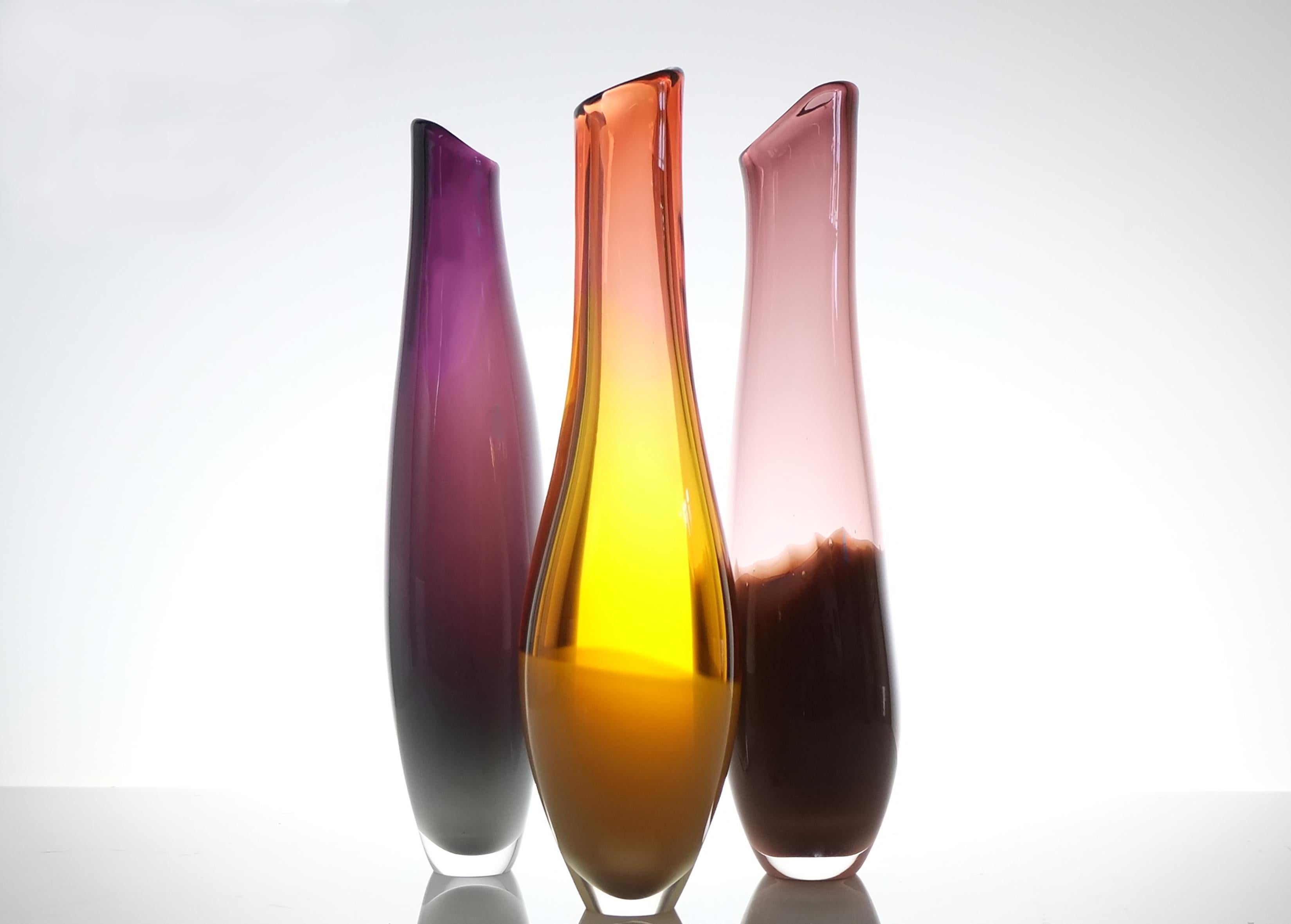 Organic Modern Cinnamon ochre Cigarillo tall vessel For Sale