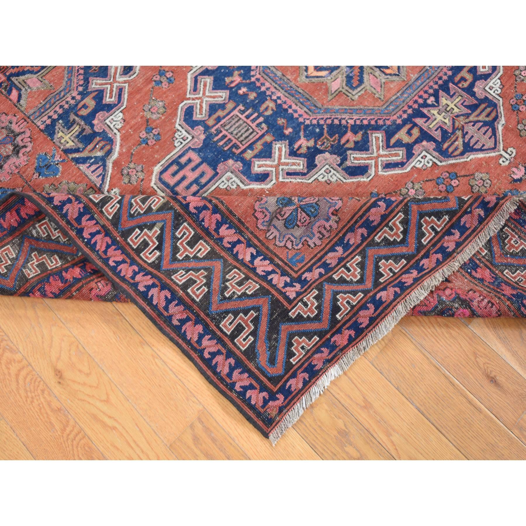 Cinnamon Red Antique Caucasian Soumak Pure Wool Flat Weave Hand Knotted Rug In Good Condition For Sale In Carlstadt, NJ