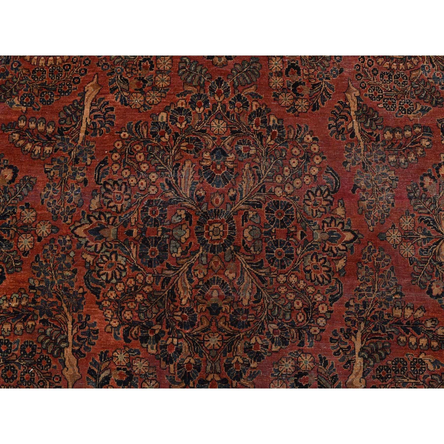 Antiker persischer Sarouk-Teppich aus reiner handgeknüpfter weicher Wolle in Cinnamon-Rot, antik (Frühes 20. Jahrhundert) im Angebot