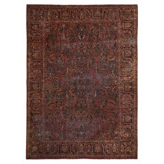 Cinnamon Red Antique Persian Sarouk Clean Hand Knots Rugs en laine douce