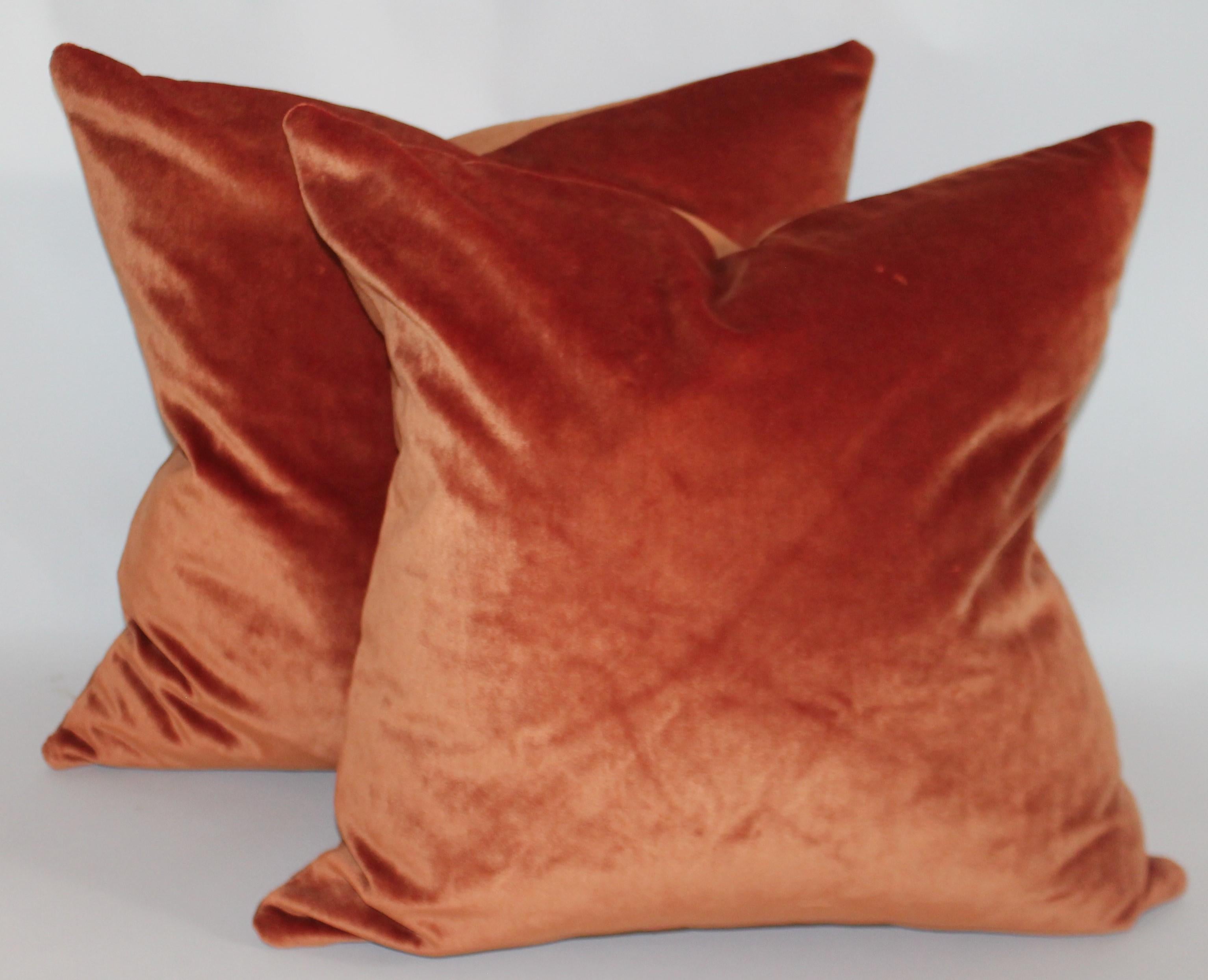 Federal Cinnamon Silk Velvet Pillows, 2 Pairs