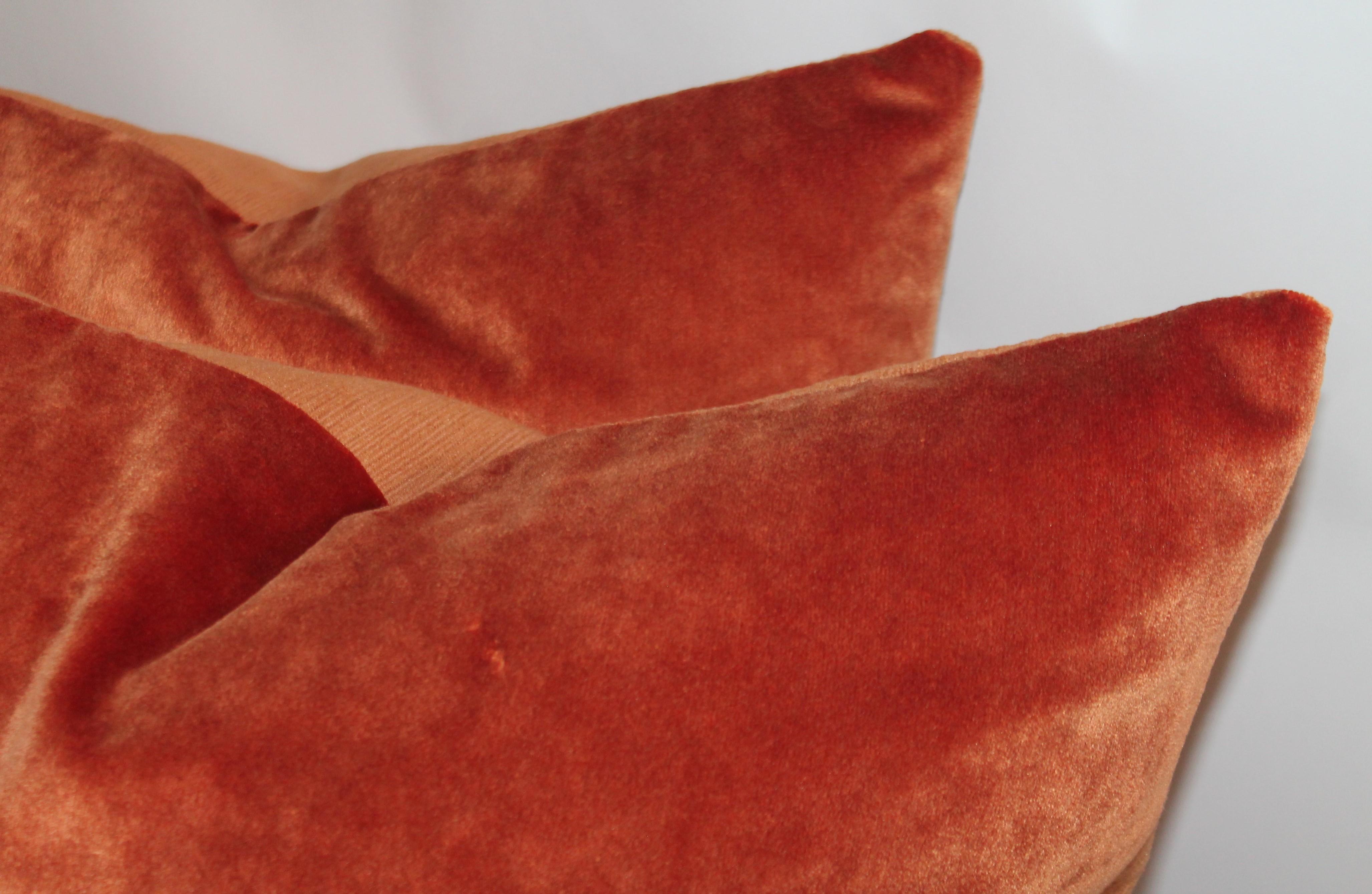 American Cinnamon Silk Velvet Pillows, 2 Pairs