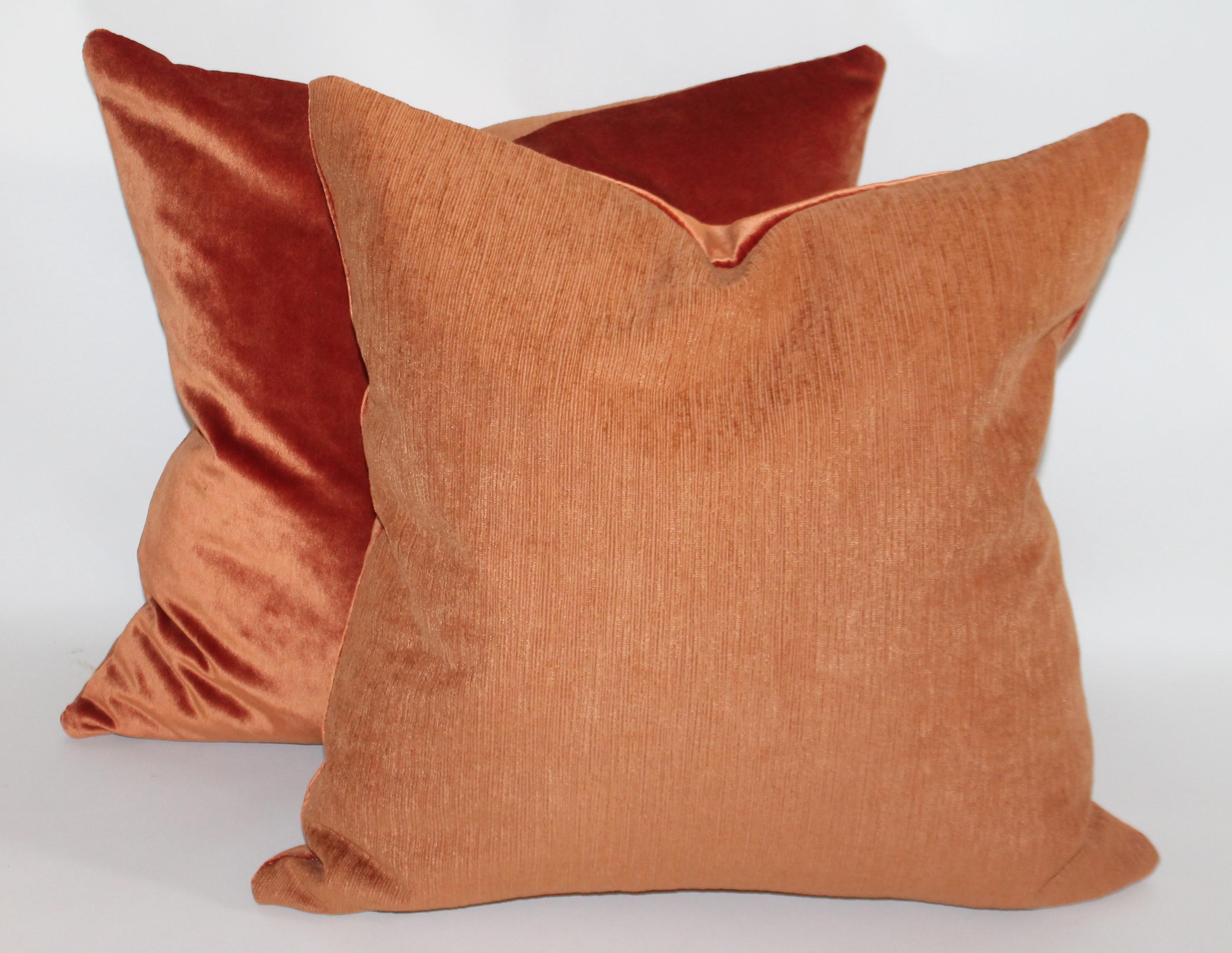 20th Century Cinnamon Silk Velvet Pillows, 2 Pairs