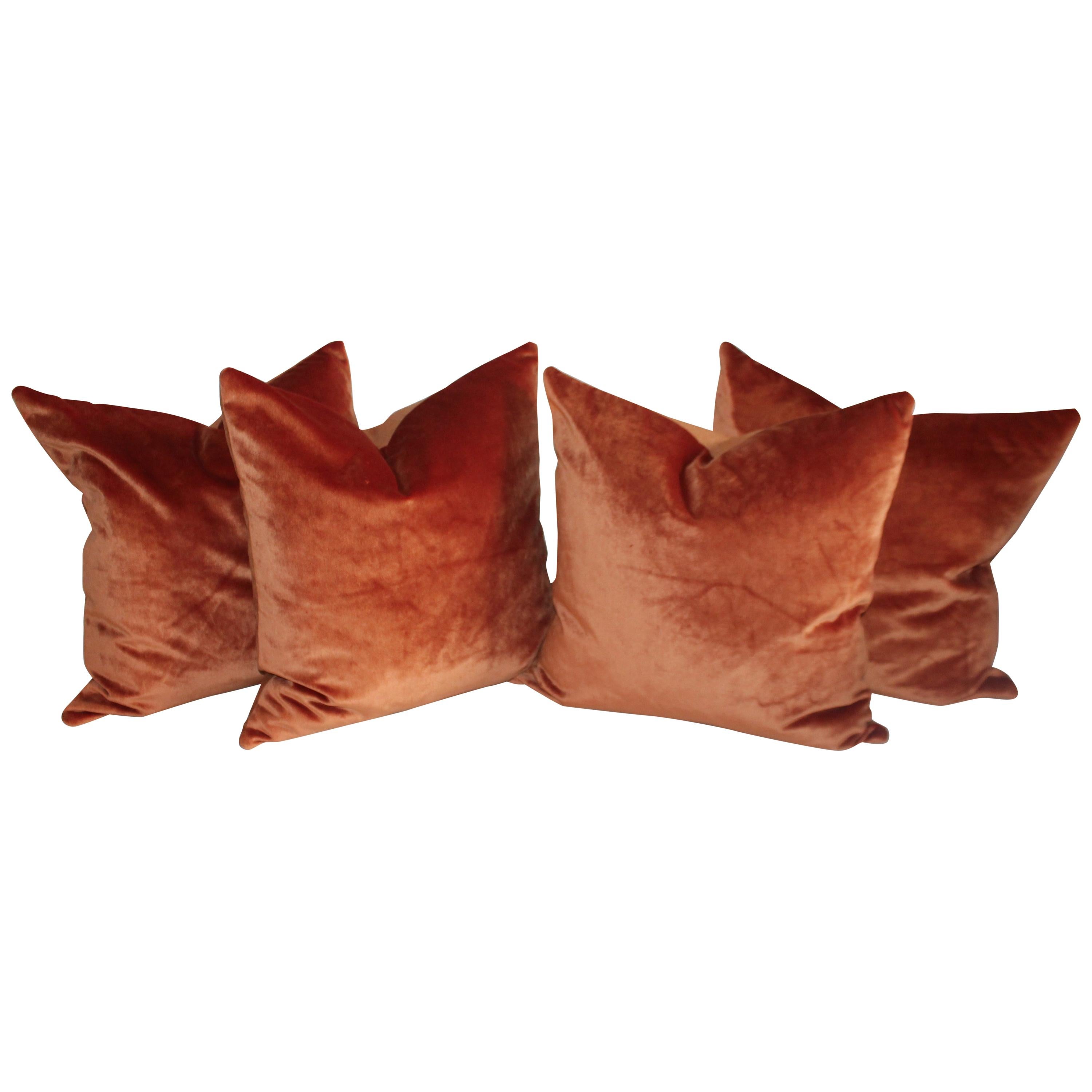 Cinnamon Silk Velvet Pillows, 2 Pairs