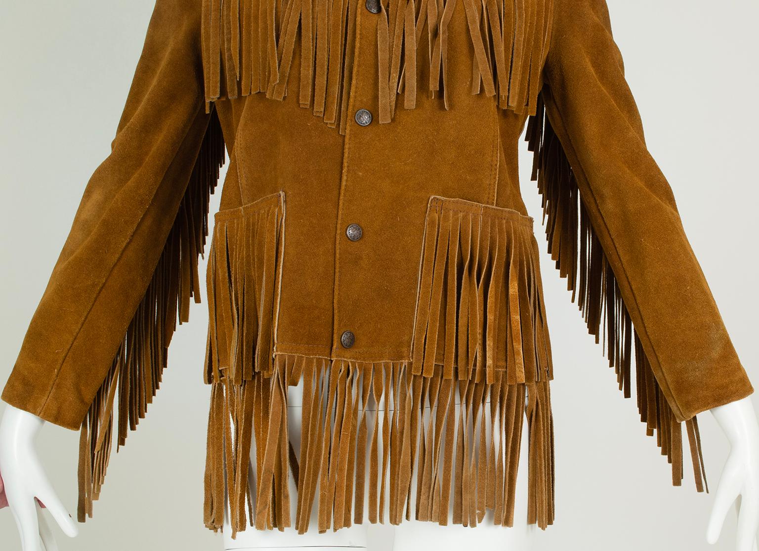 Chaqueta Easy Rider Western con flecos de ante color canela - Mujer S / Hombre XXS, 1960 en venta 1