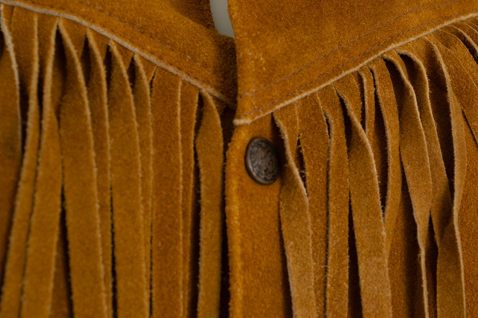 Chaqueta Easy Rider Western con flecos de ante color canela - Mujer S / Hombre XXS, 1960 en venta 4