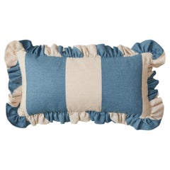 CINNY Linen Frilly Cushion with Ruffled Edge in Arthur Stripe Print