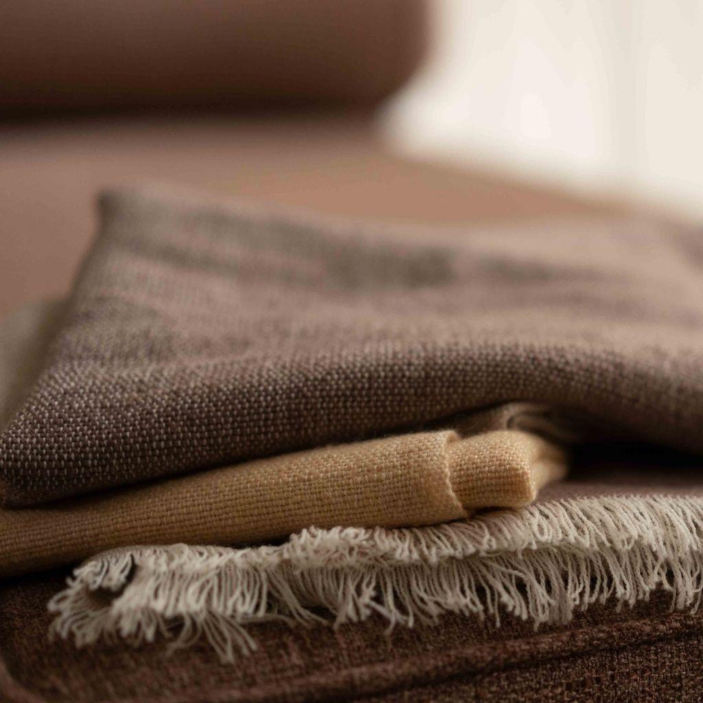 Nepalese Cino Merino Handloom Throw / Blanket In Neutral Shades of Cream & Brown