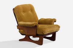 Cinova, Lounge Chair, Wood, Fabric, Italy, 1970s