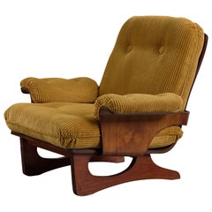 Cinova, Lounge Chair, Wood, Fabric, Italy, 1970s