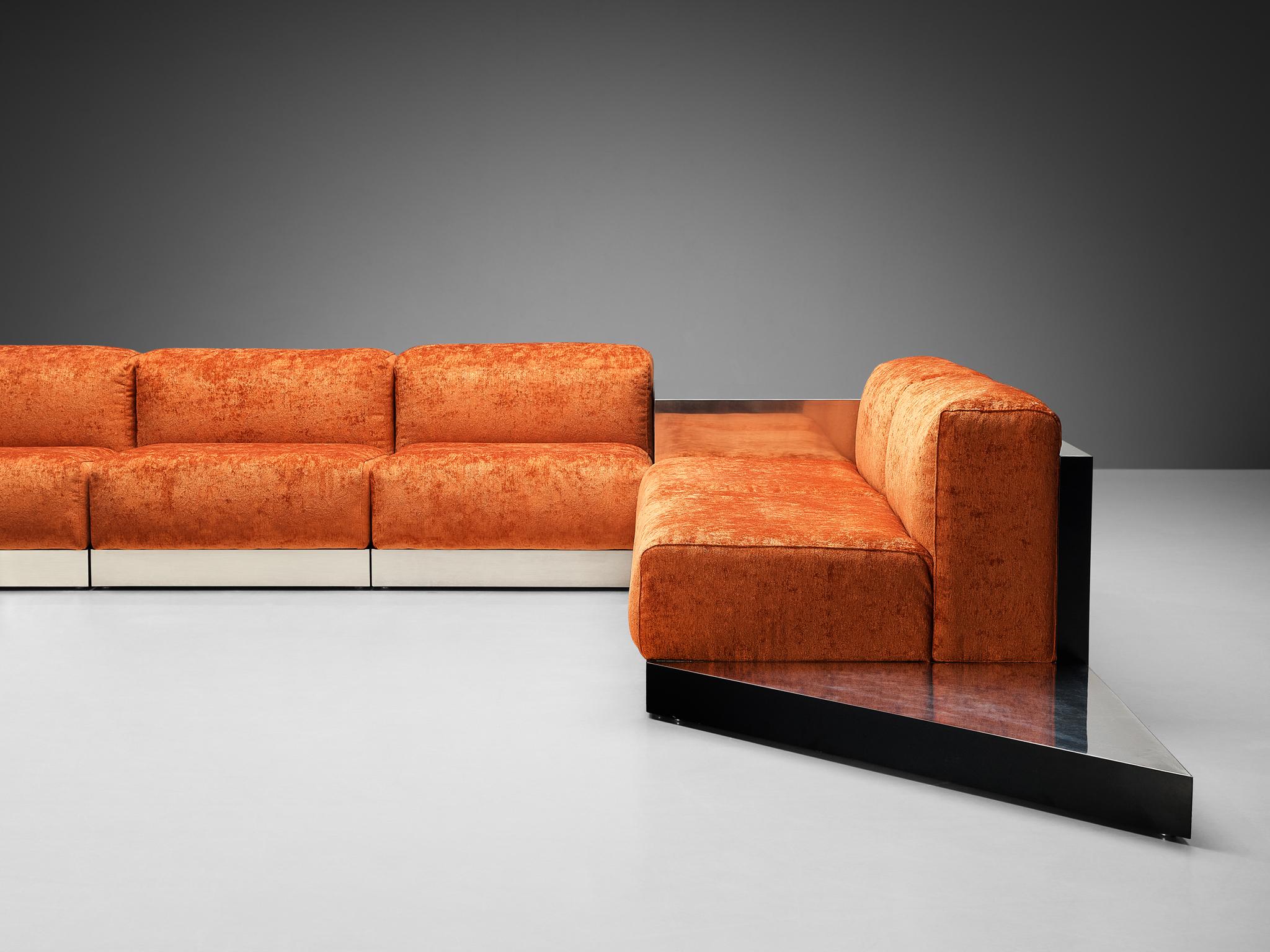 Mid-20th Century Cinova Modular Sofa in Velvet and Chrome