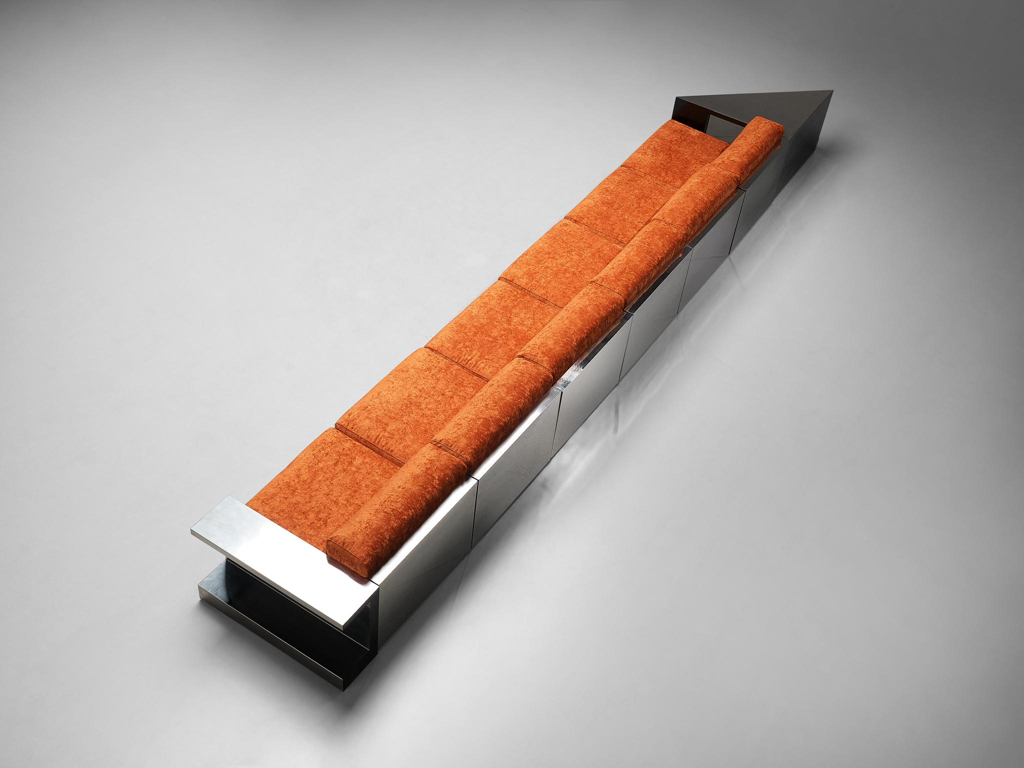 Italian Cinova Modular Sofa in Velvet and Chrome